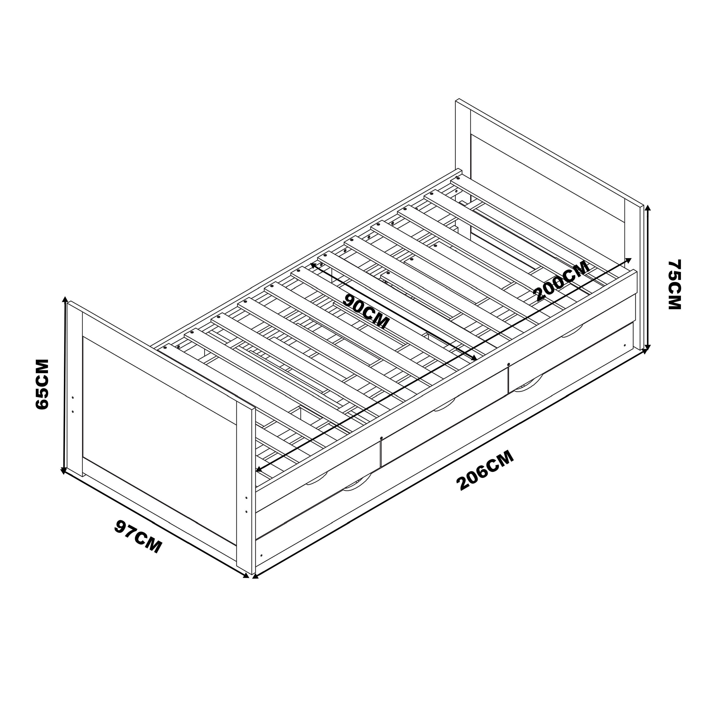 Eli Kids Bed with Trundle White – With Mattress