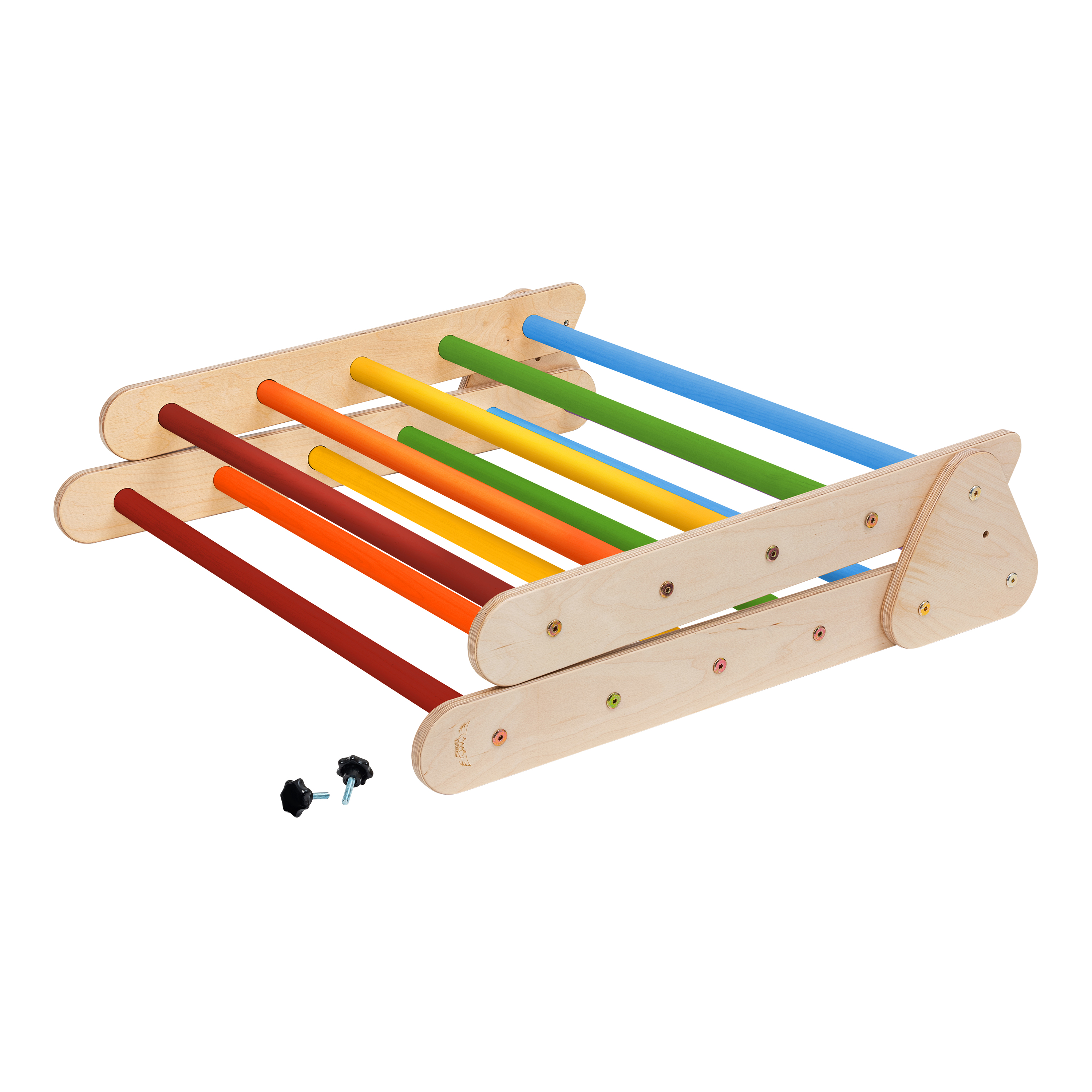 Houten Klimdriehoek met Ladder Regenboog