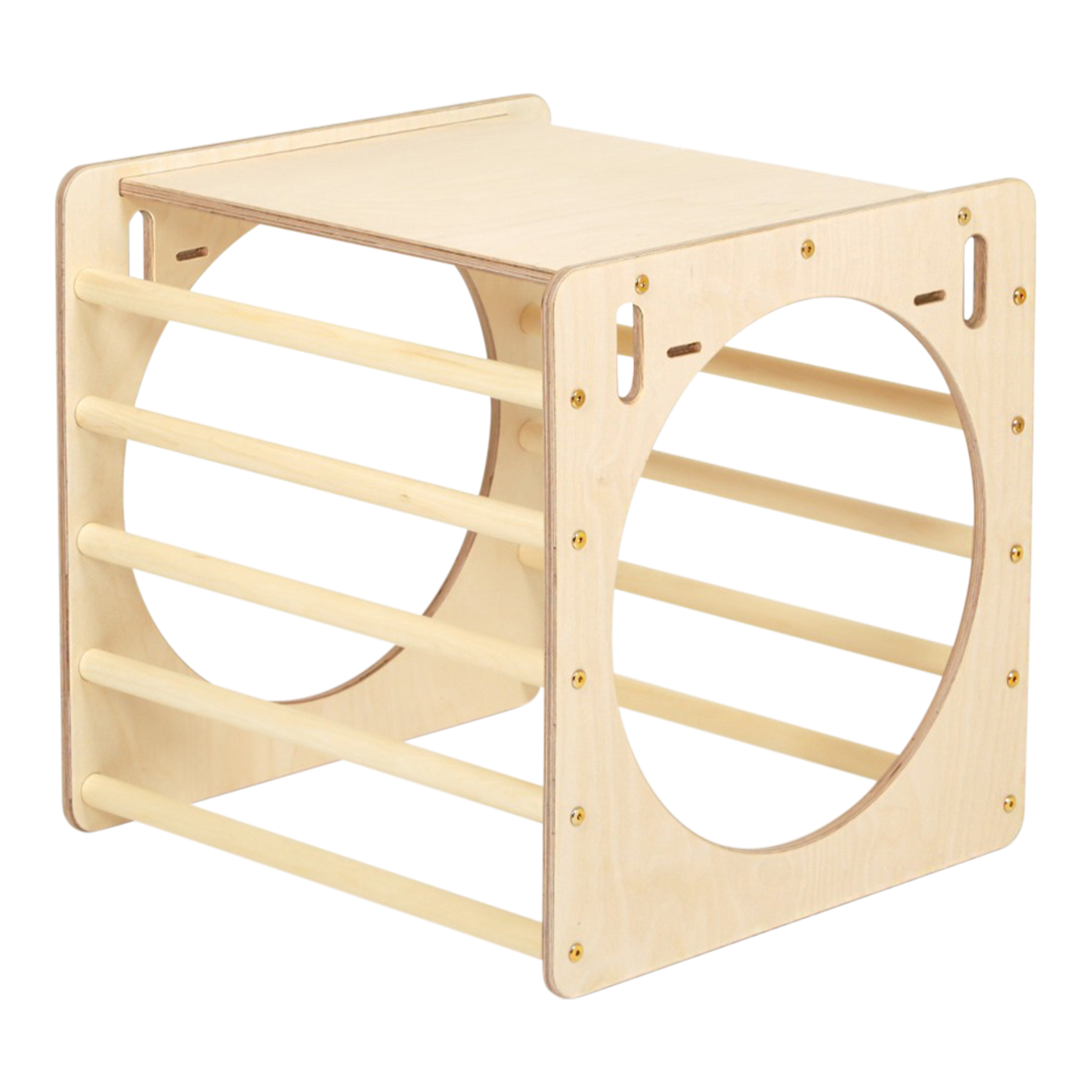 Cube d'activité en bois avec échelle Naturel