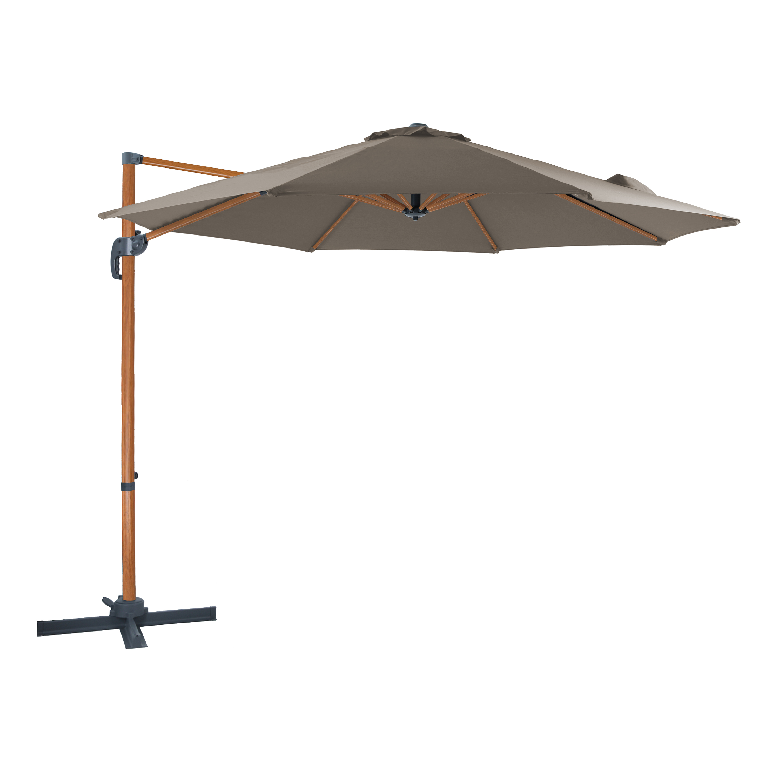 Marisol Parasol déporté Ø 300cm aspect bois/taupe