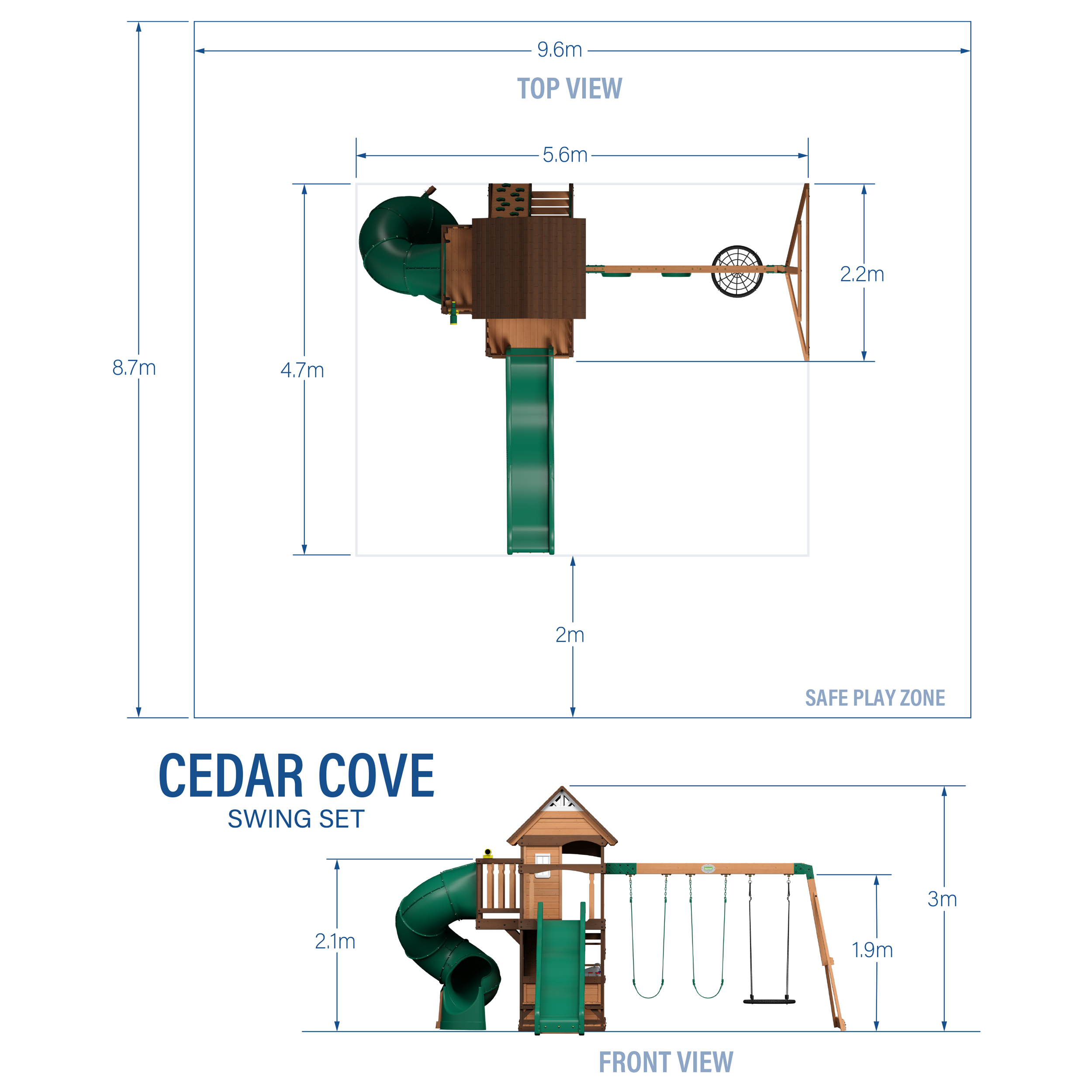 Cedar Cove Speeltoren met Schommels, Glijbanen en Uitkijktor