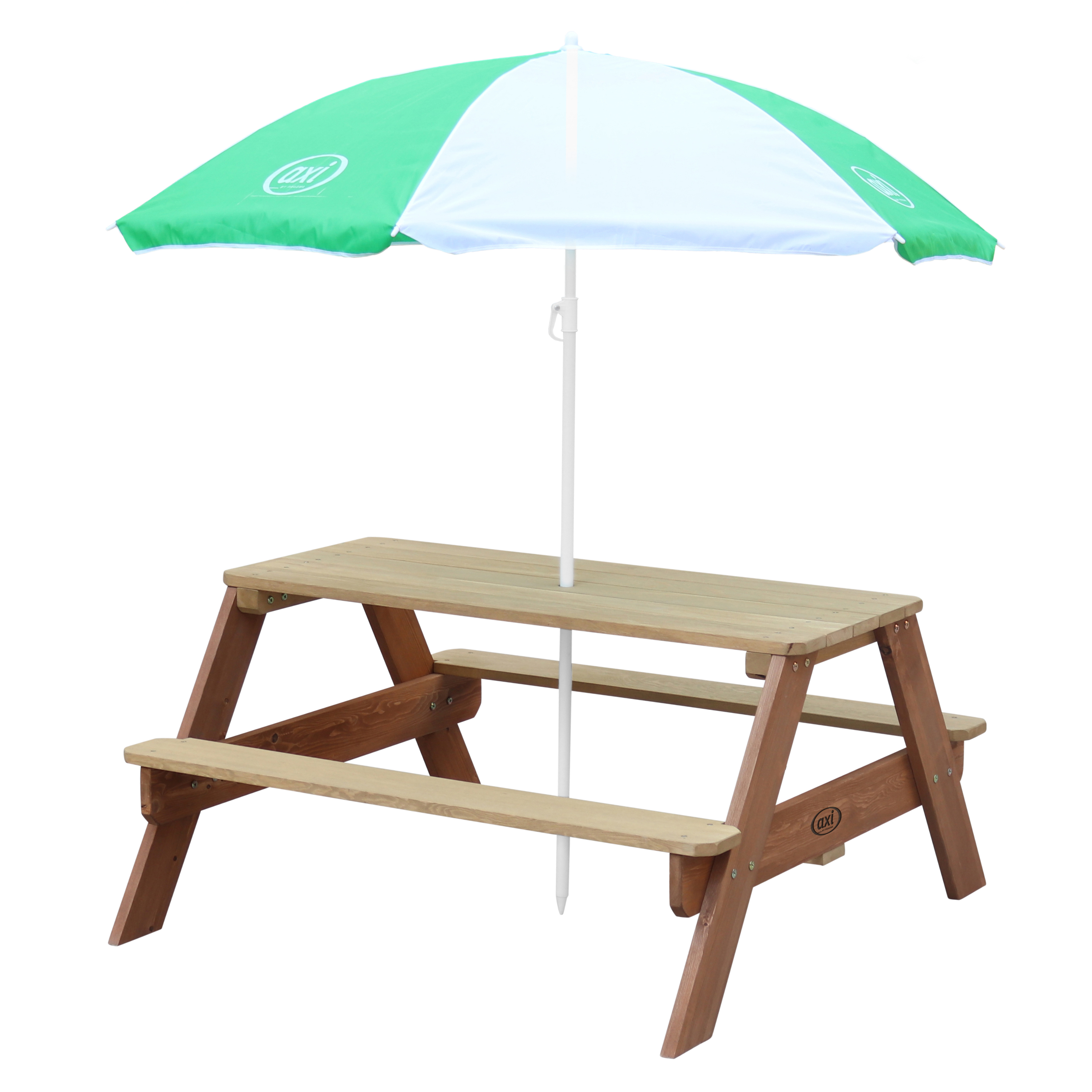 Nick Picnic Table Brown - Umbrella Green/White Nick Picnic Table Brown - Umbrella Green/White