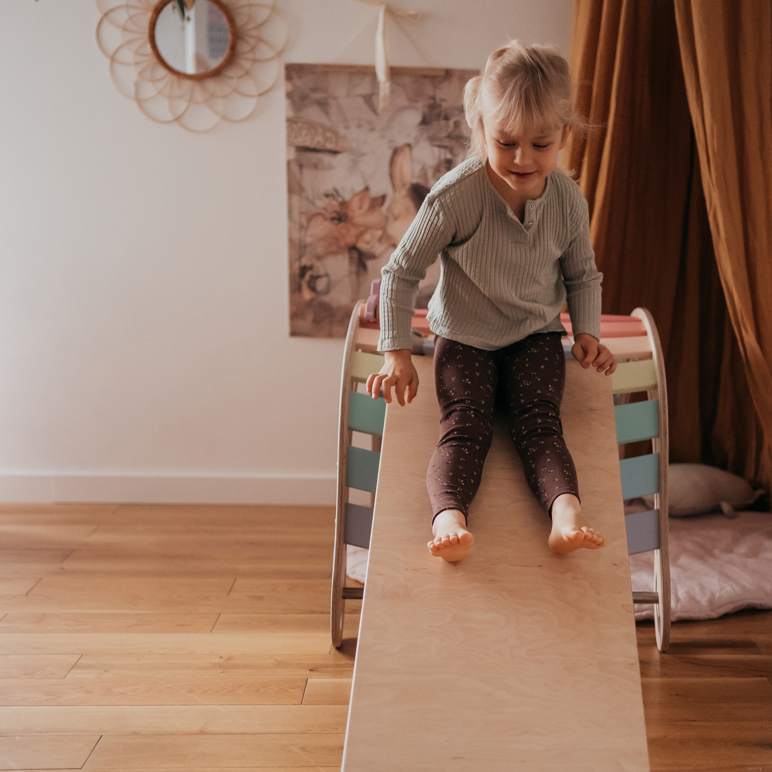 Houten XXL Rocker met Klimwand Pastel