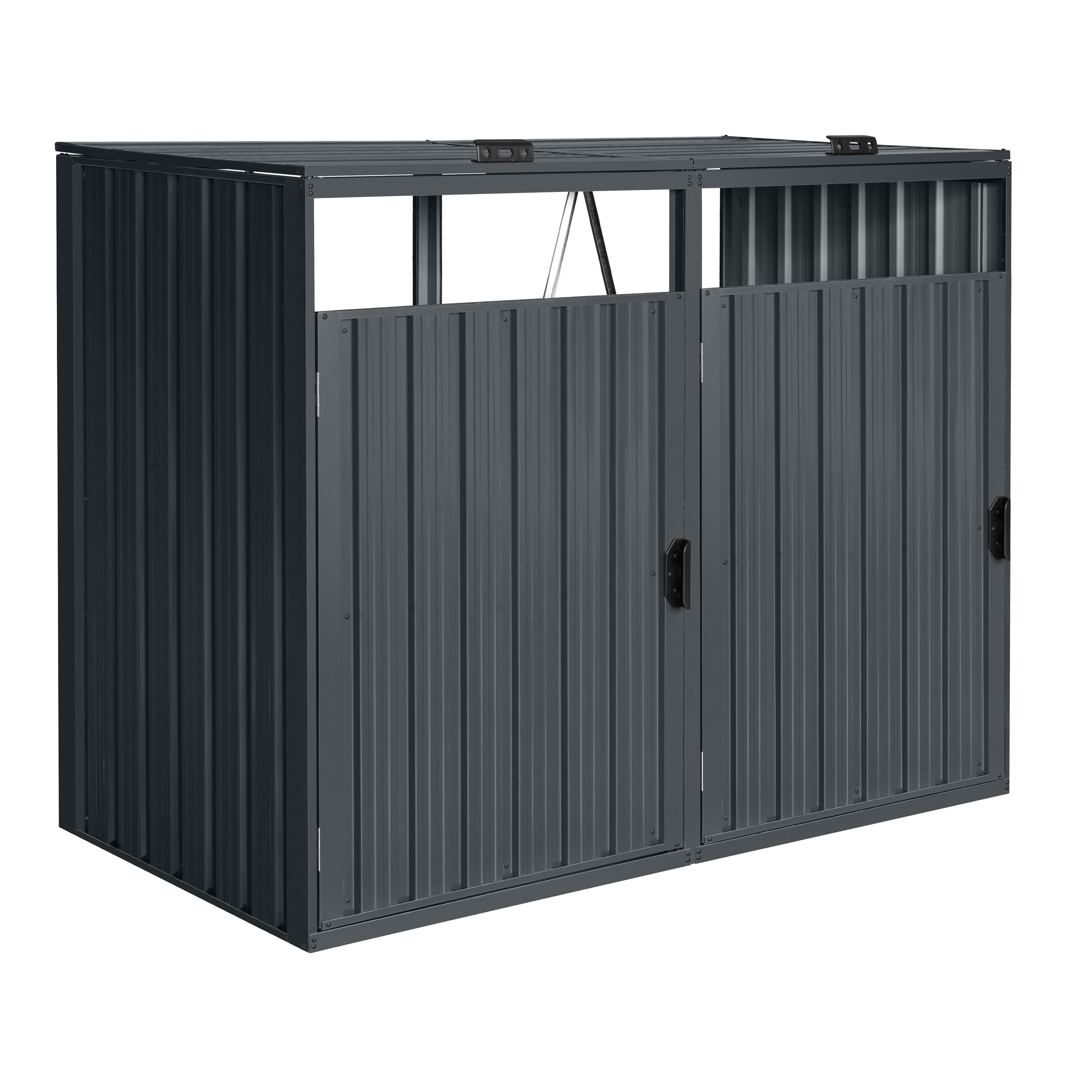 Owen cache poubelle métal Anthracite 2x 240L