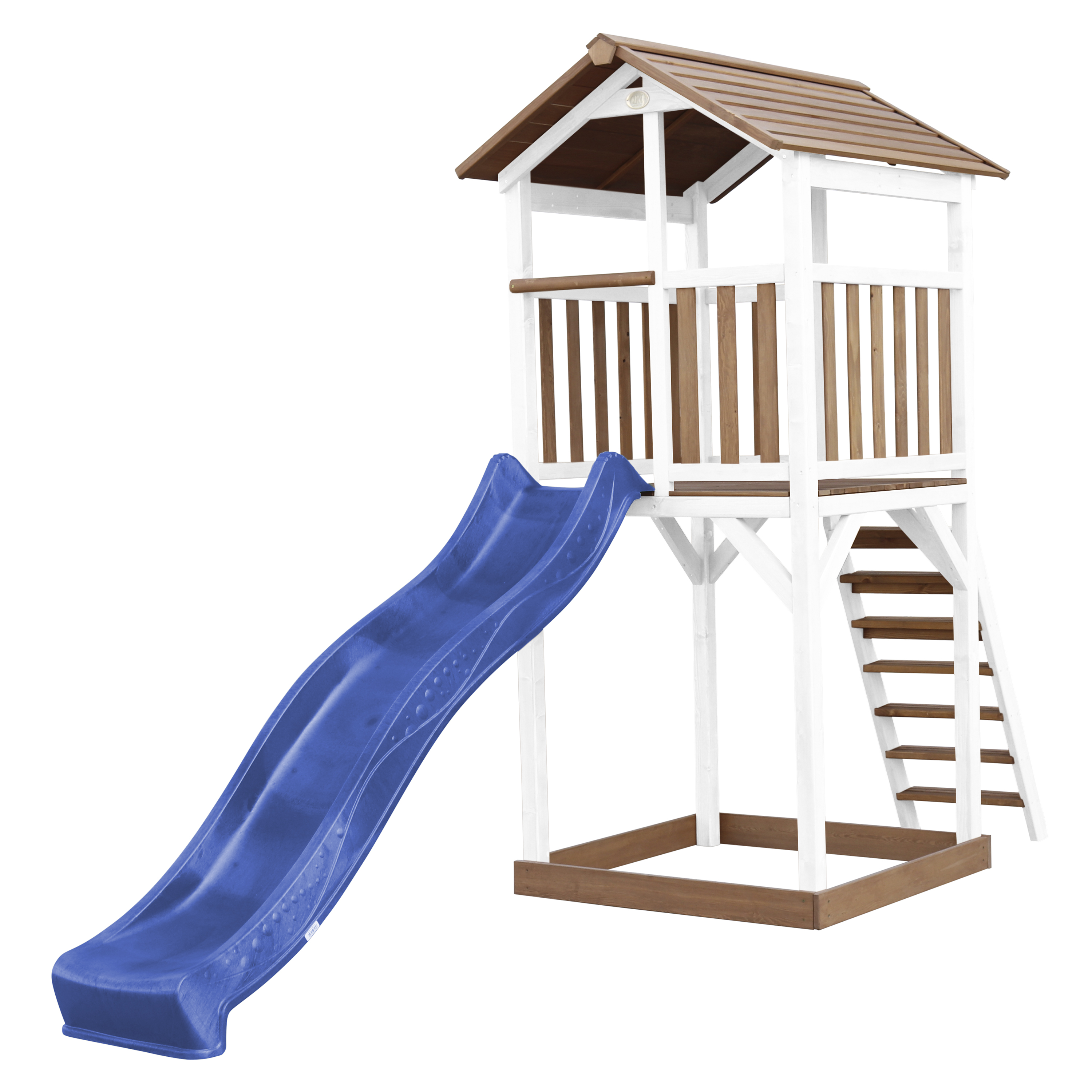 Beach Tower Speeltoren Bruin/wit - Blauwe Glijbaan
