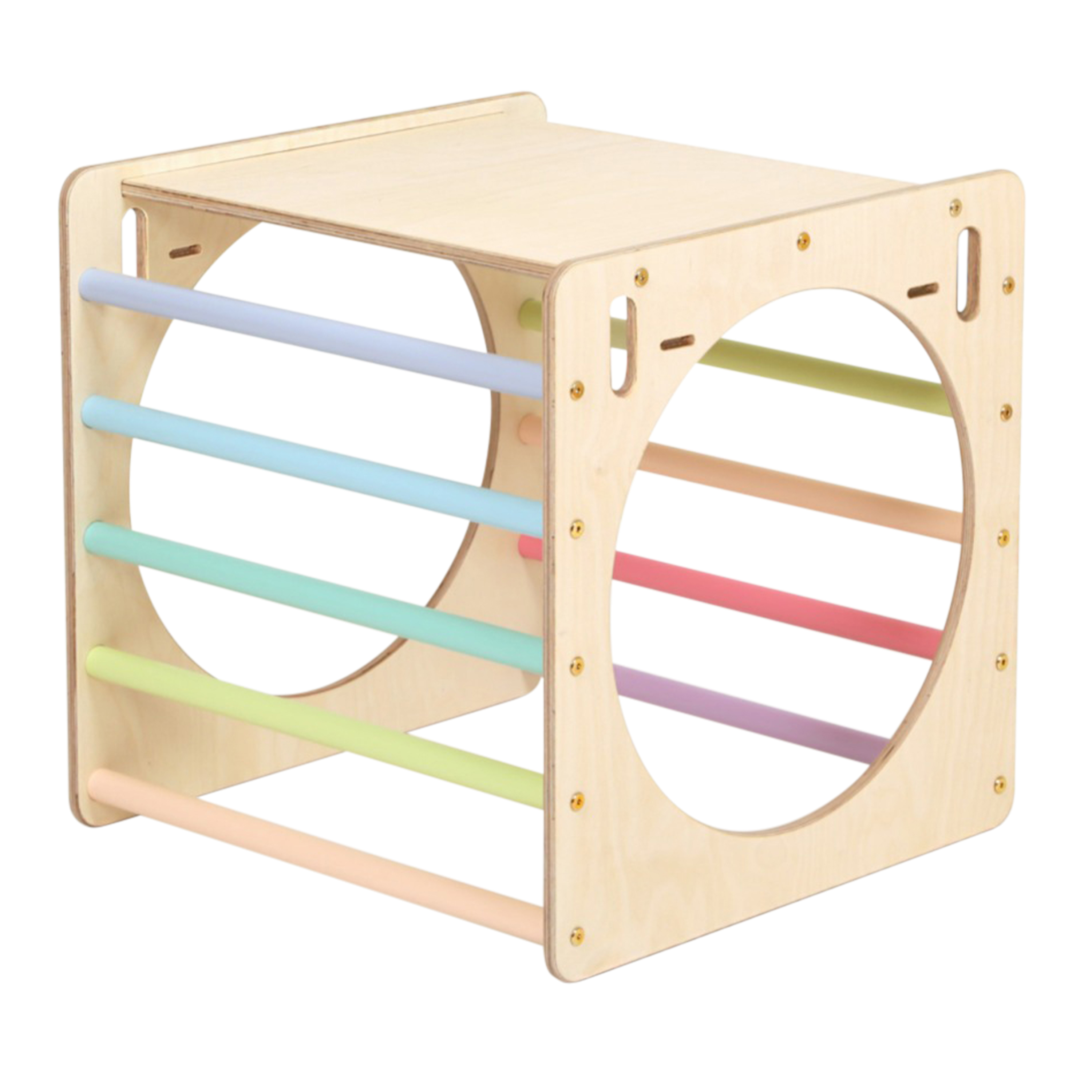 Houten Activiteiten Kubus met Ladder en Klimwand Pastel