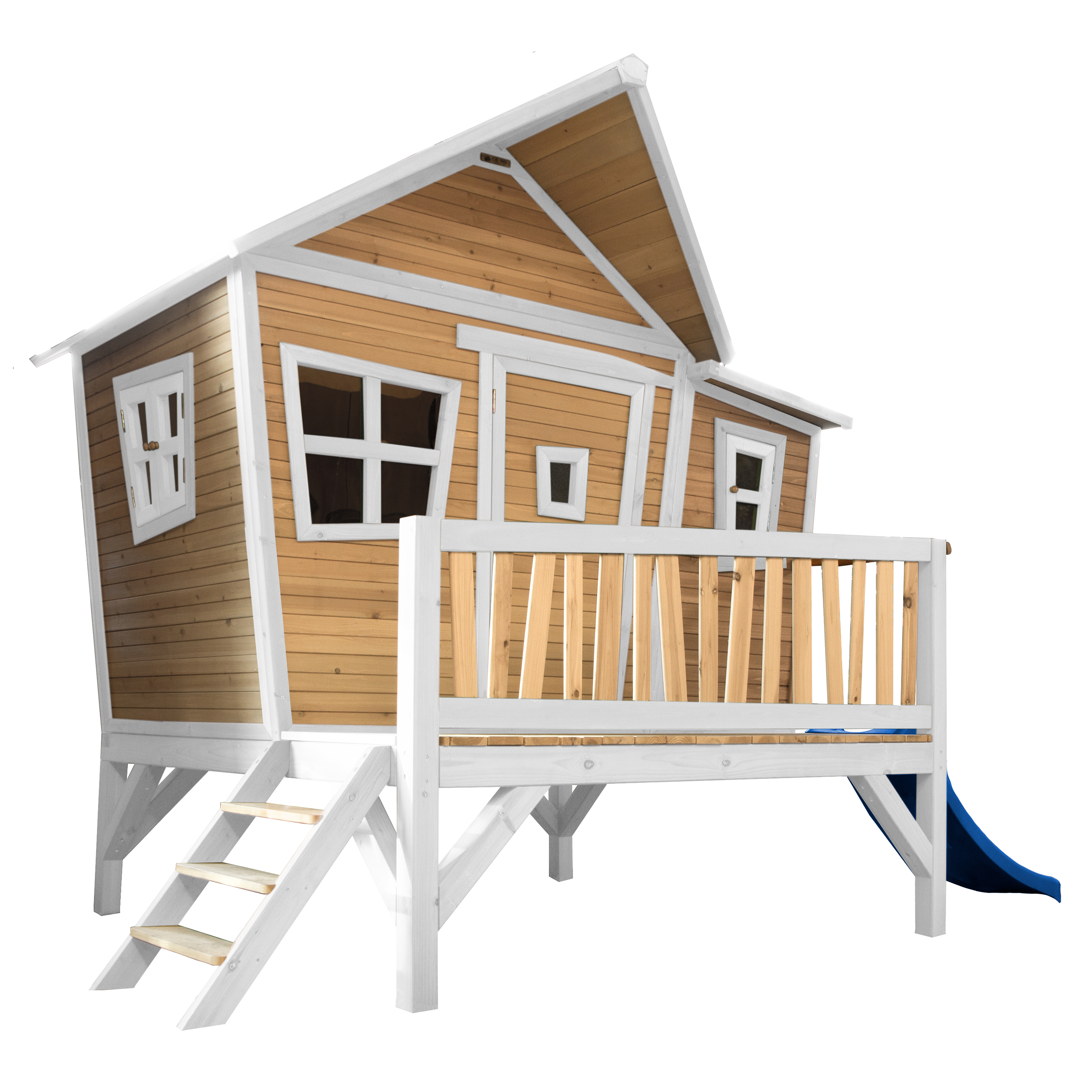 Emma Playhouse Brown/White - Blue Slide