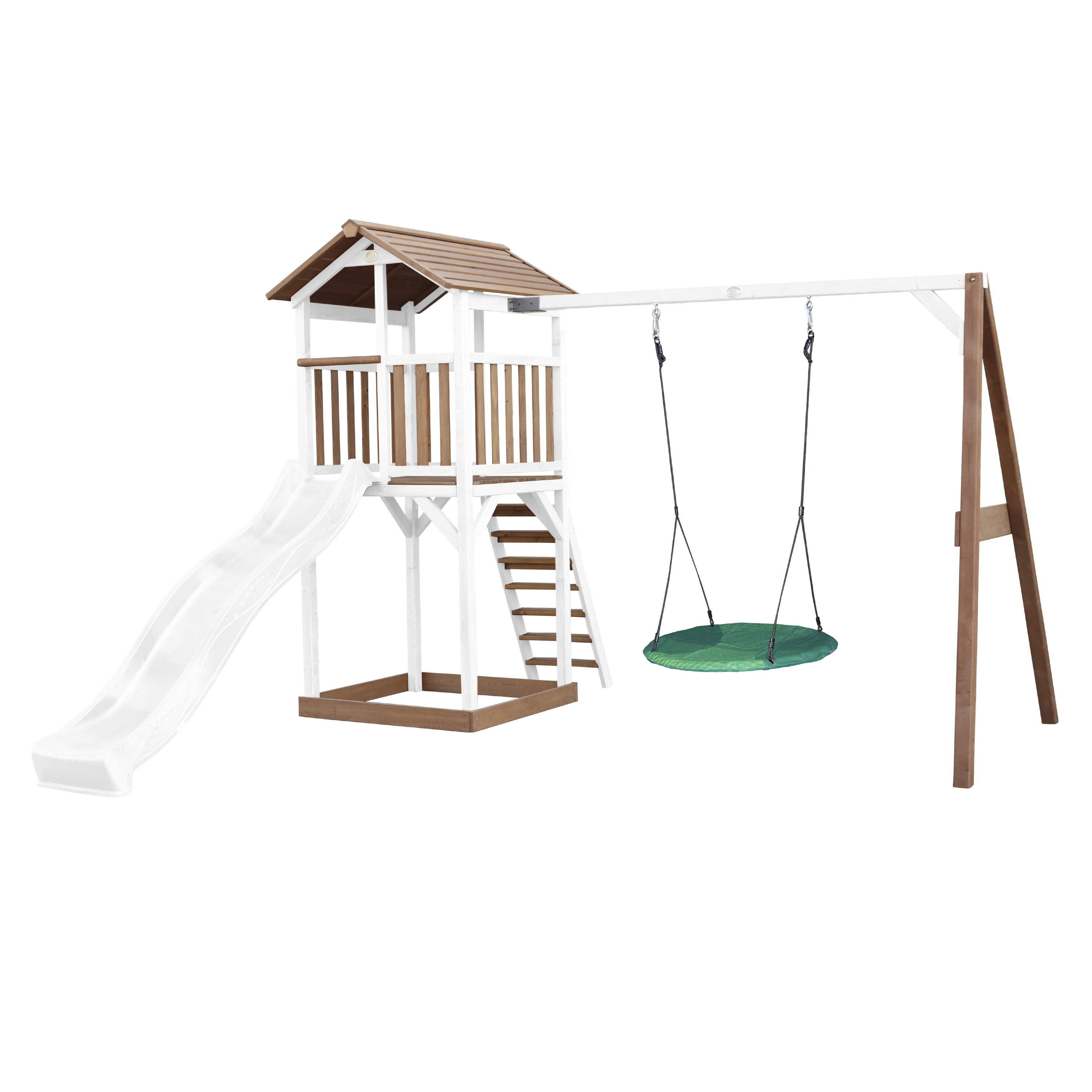 Beach Tower Aire de Jeux avec Toboggan en blanc,  Balançoire