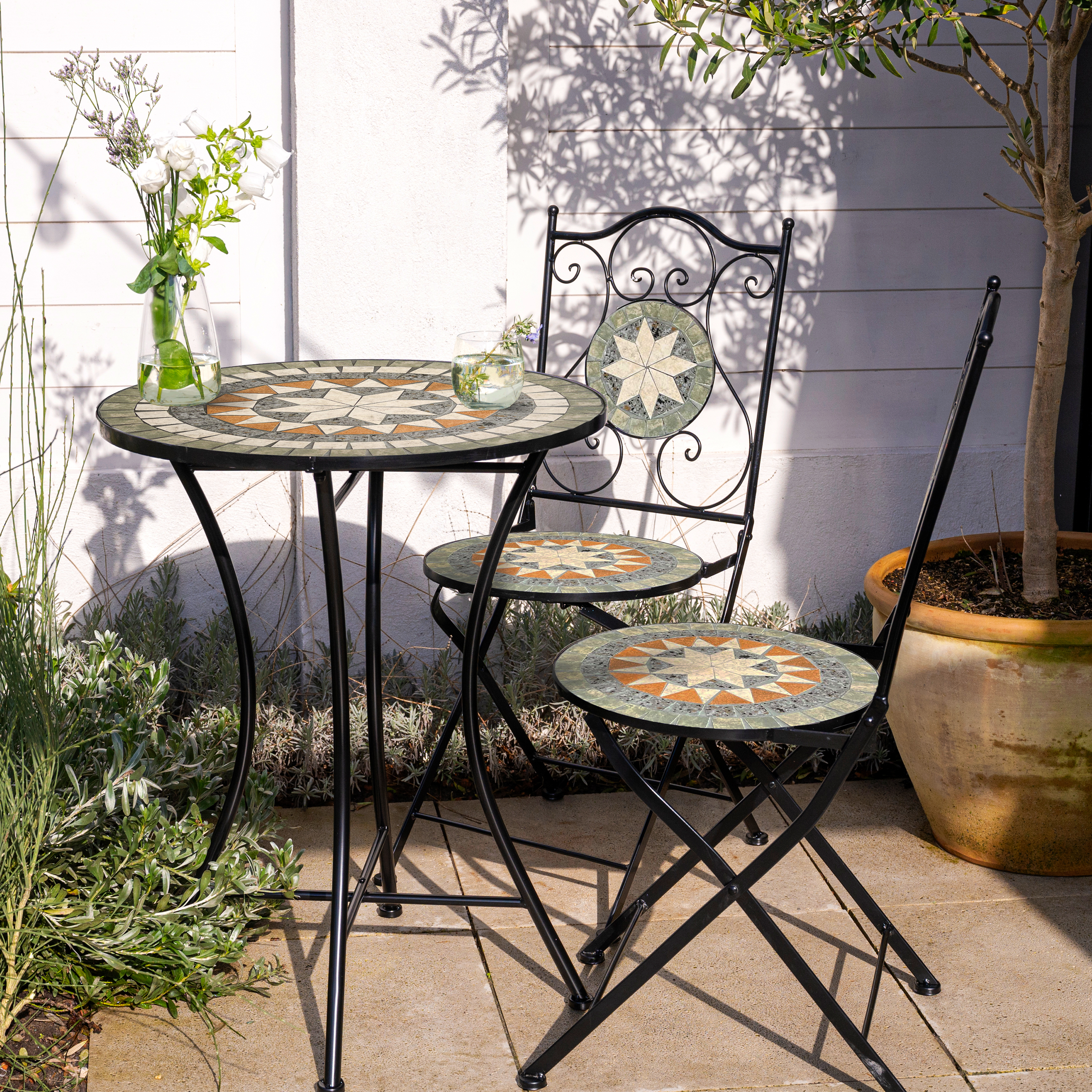 Amélie Mozaïek Bistro-set Ster Grijs/bruin