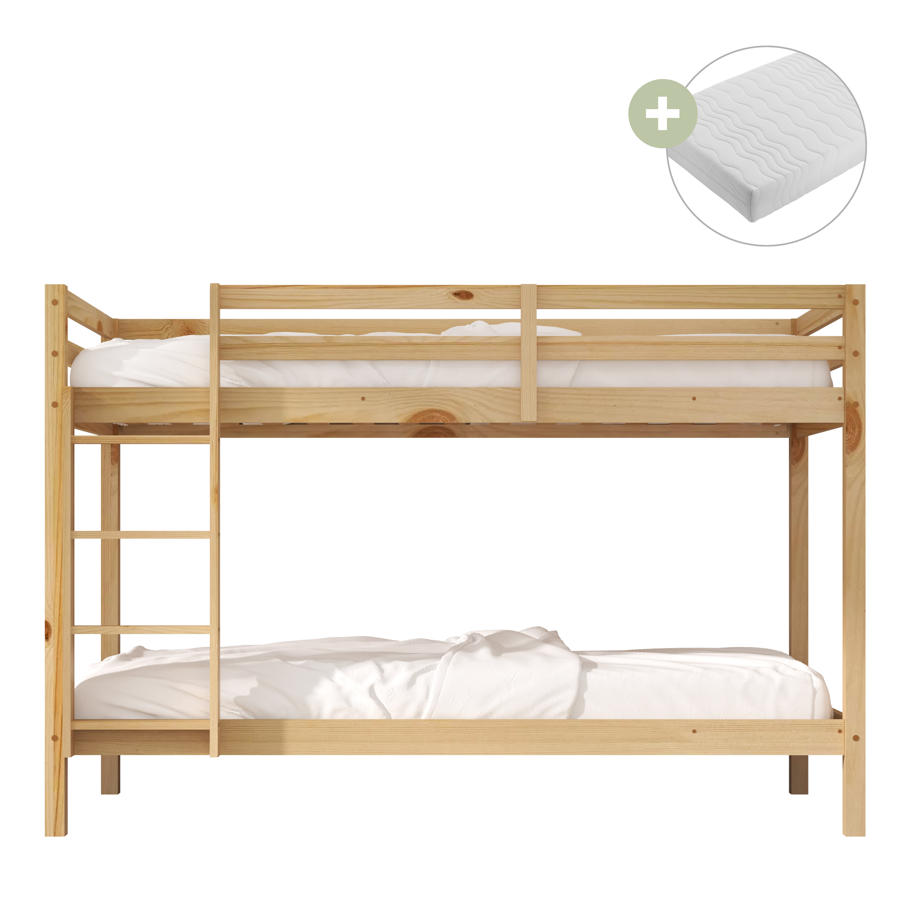 Jip Lit superposé - Naturel – Avec 2 matelas