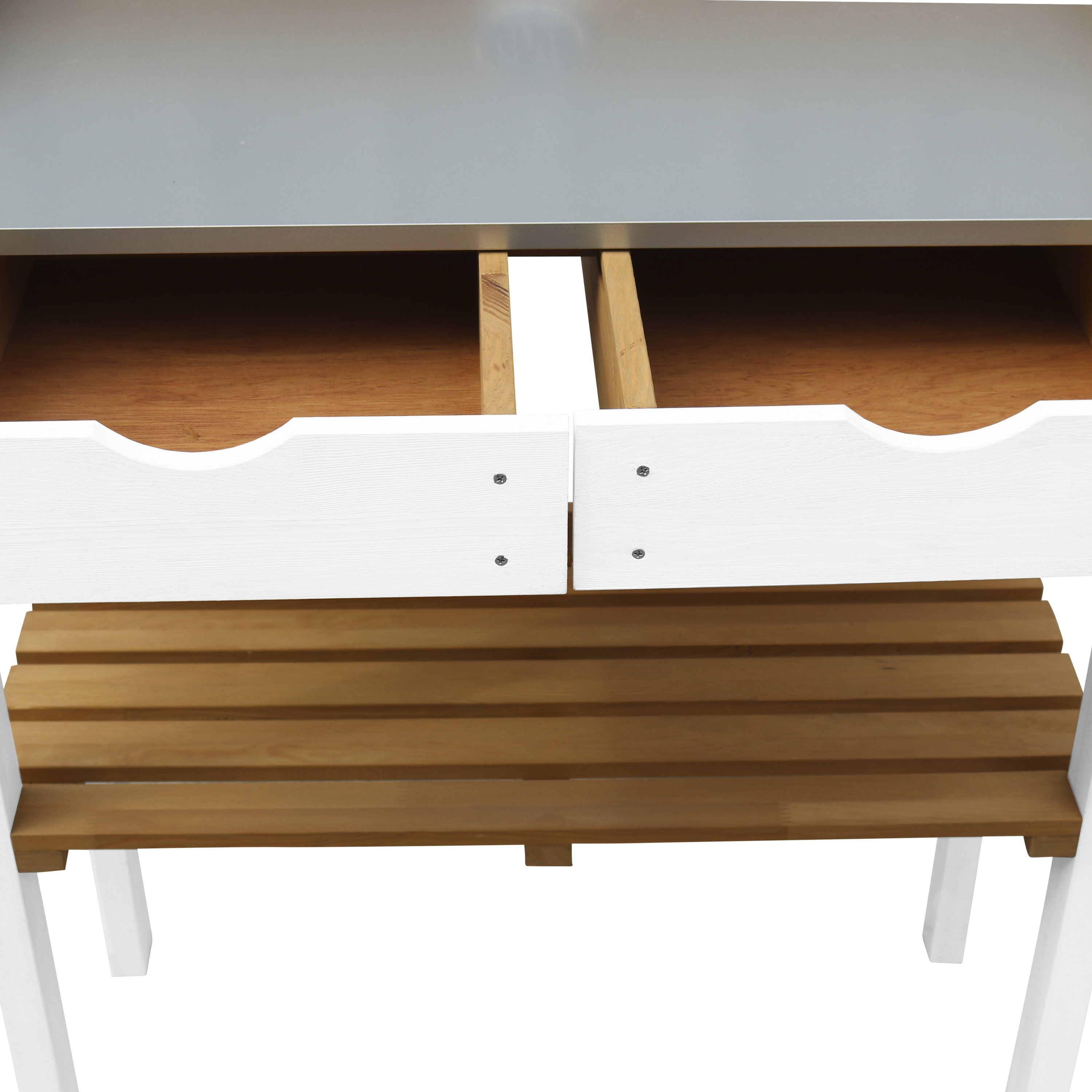 Oppottafel met 2 lades Bruin/wit Oppottafel met 2 lades Bruin/wit