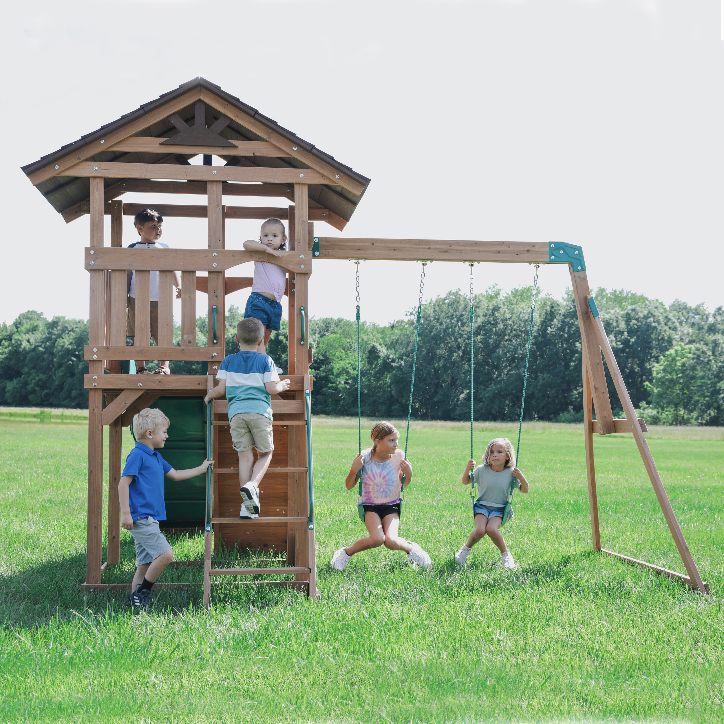 Lightning Ridge Play Set with Double Swing and Slide