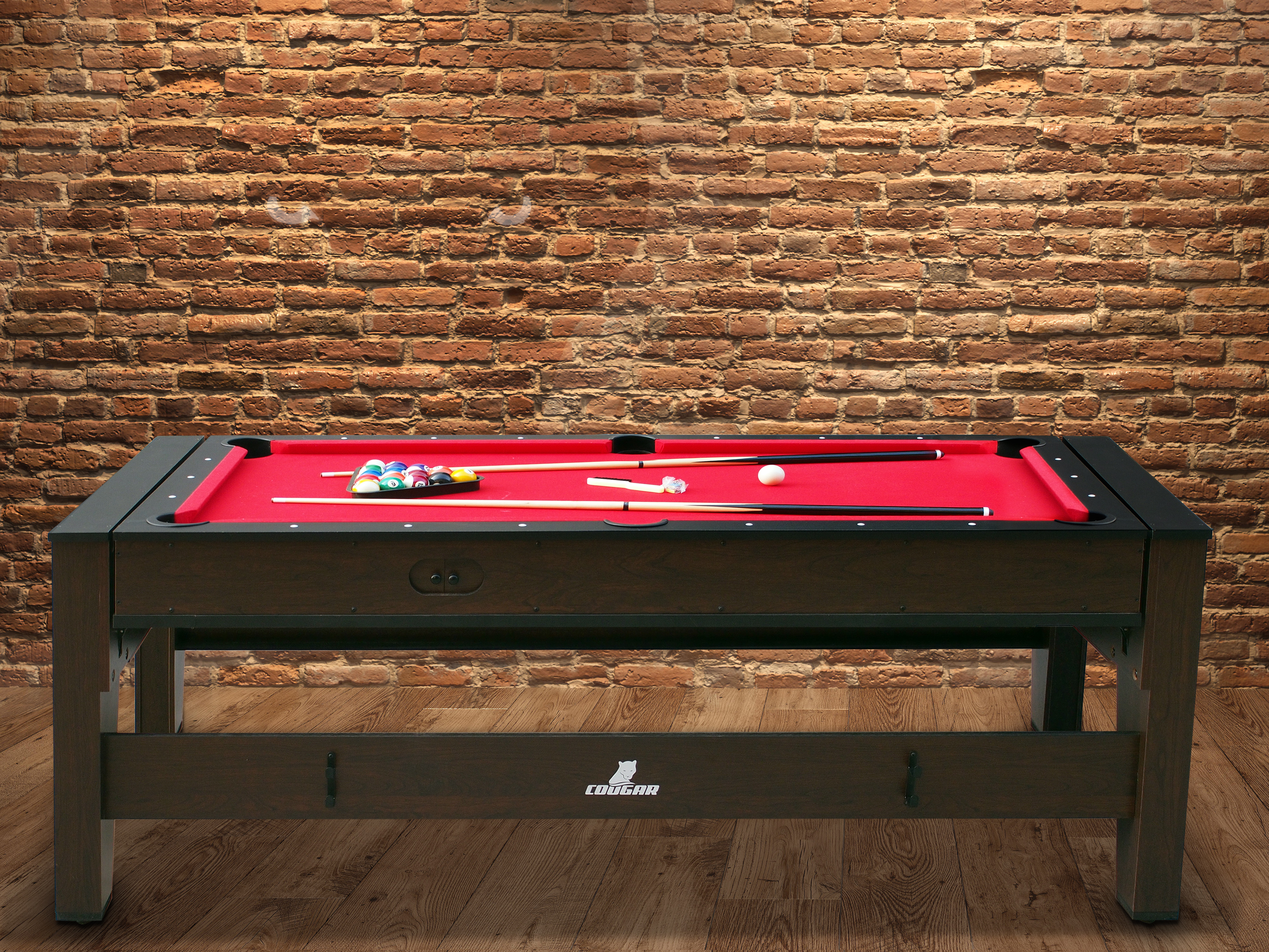 Table de Billard & Air Hockey Reverso 6ft marron / rouge pou