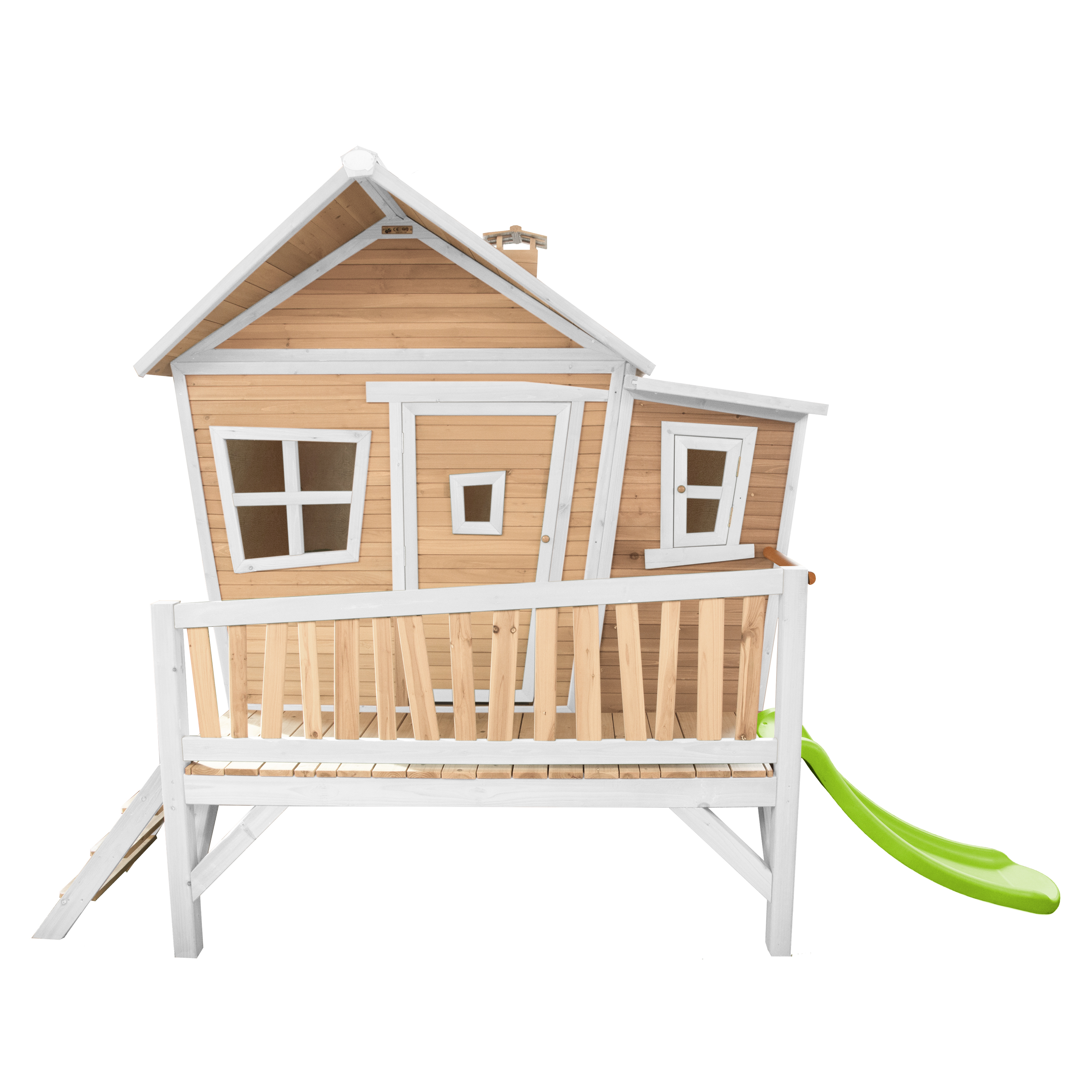 Emma Playhouse Brown/White - Lime Green Slide