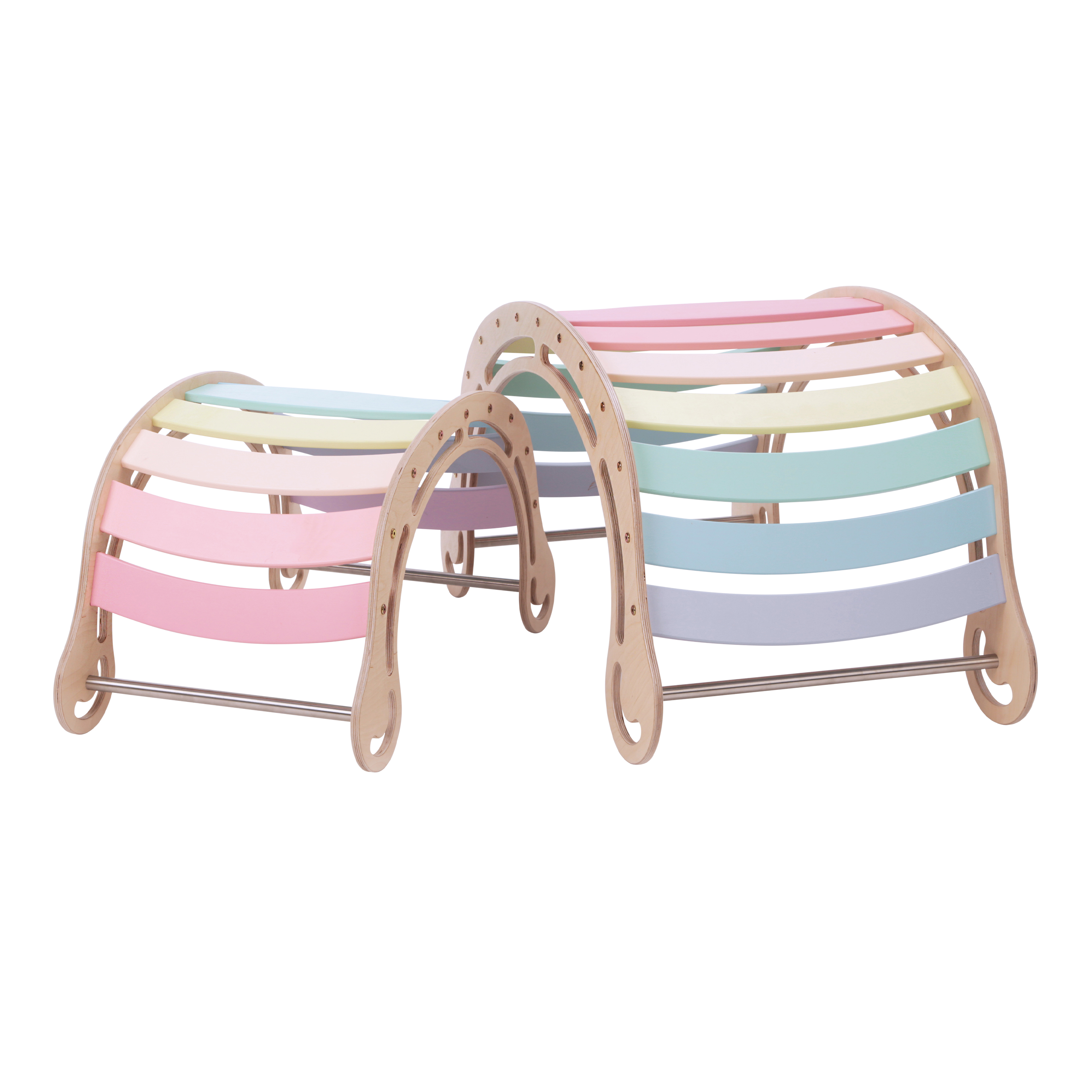 Houten XXL Rocker met Klimwand Pastel