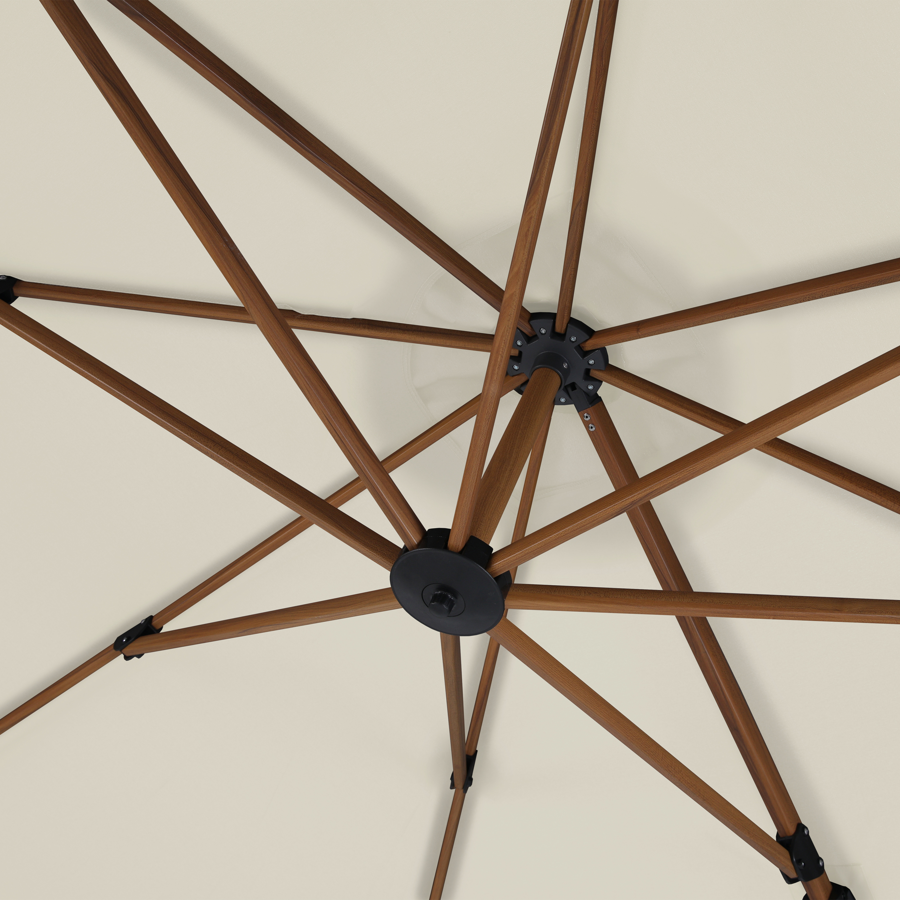 Cyrus Premium Zweefparasol Ø 300cm Houtlook/beige