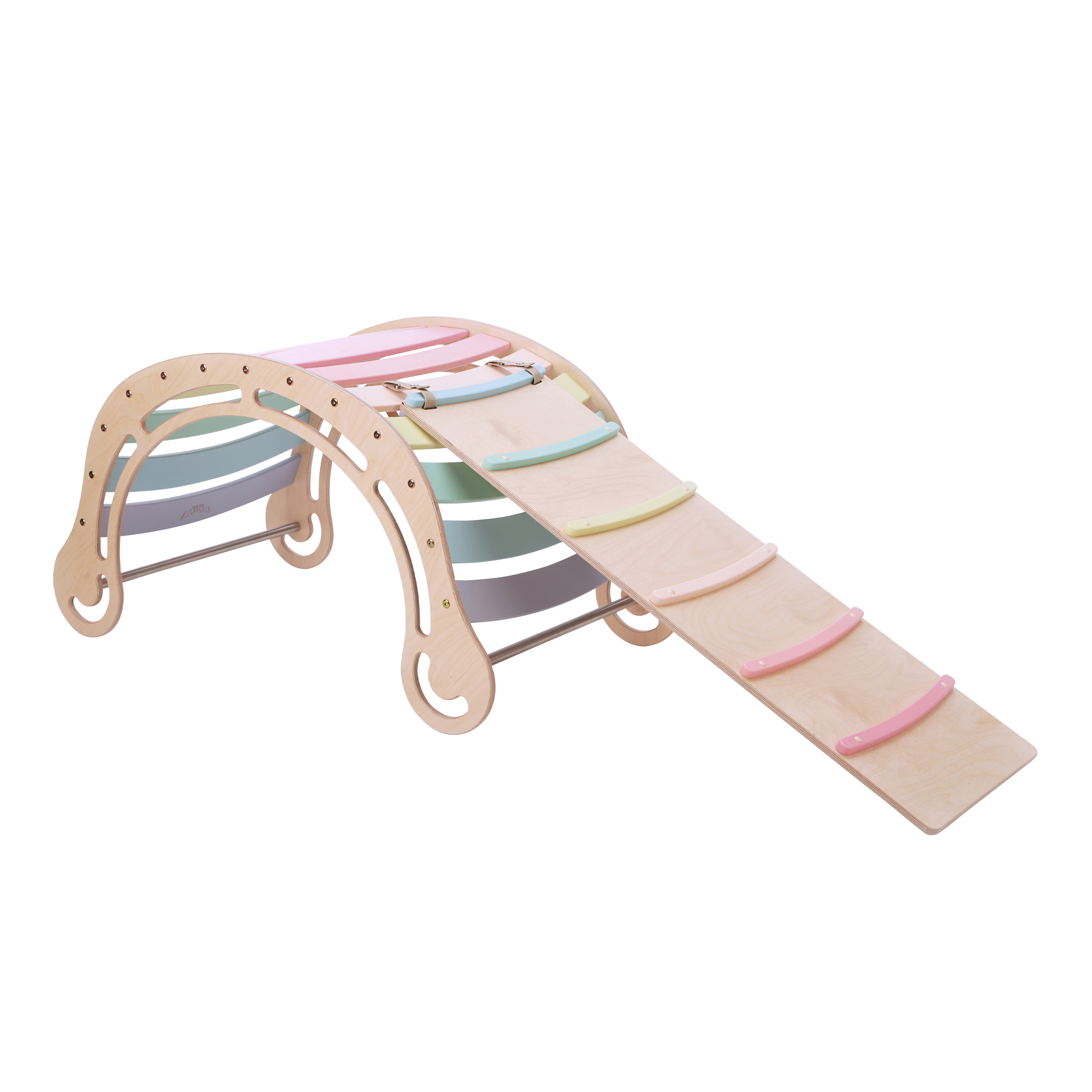 Houten XXL Rocker met Klimwand Pastel