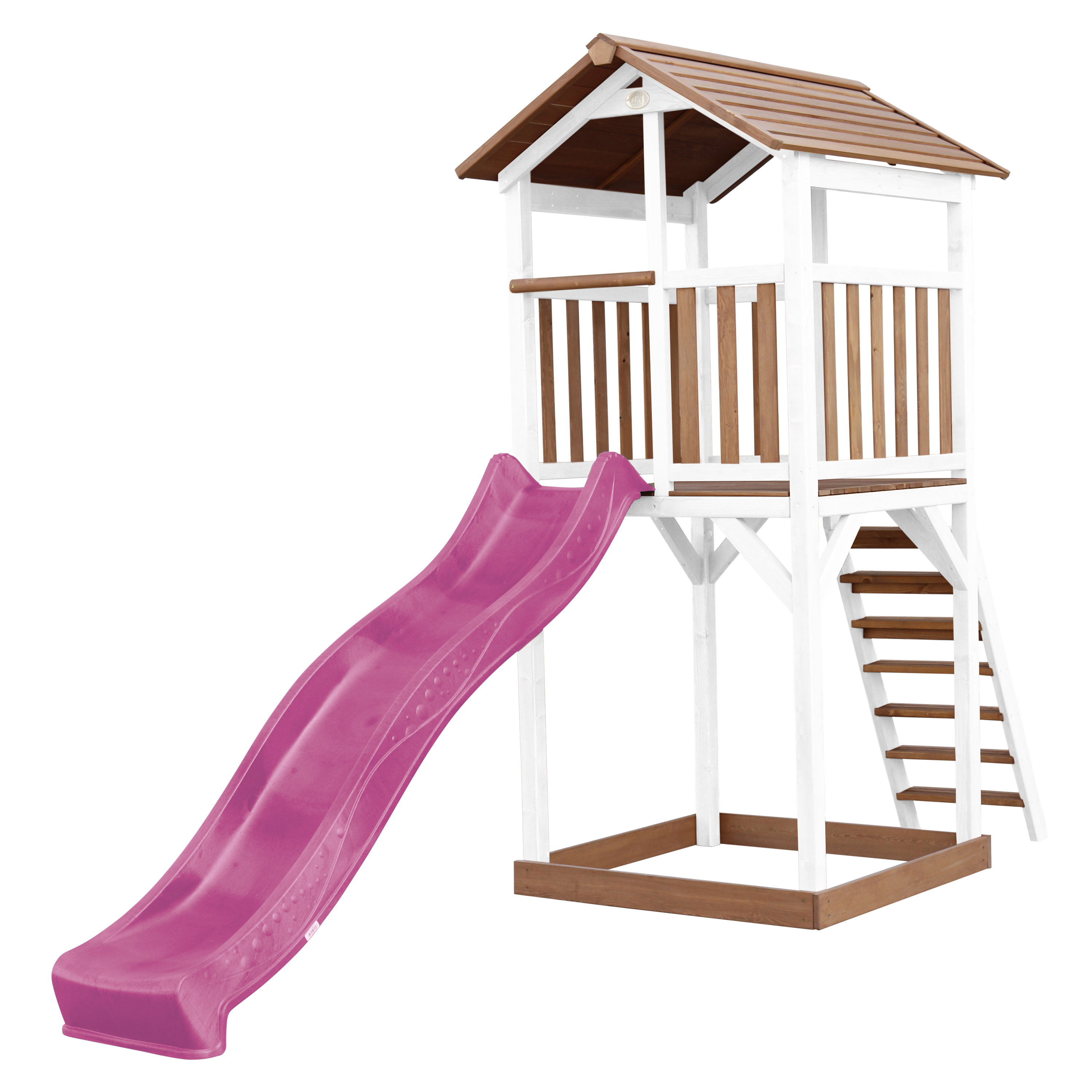 Beach Tower Speeltoren Bruin/wit - Paarse Glijbaan
