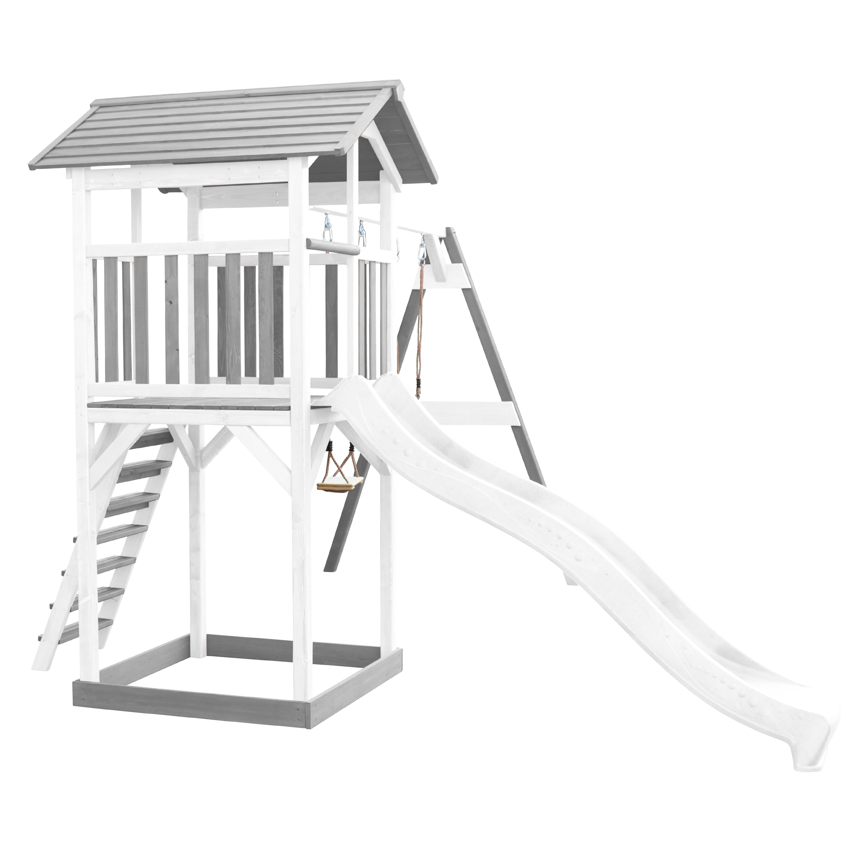 Beach Tower with Double Swing Grey/white - White Slide