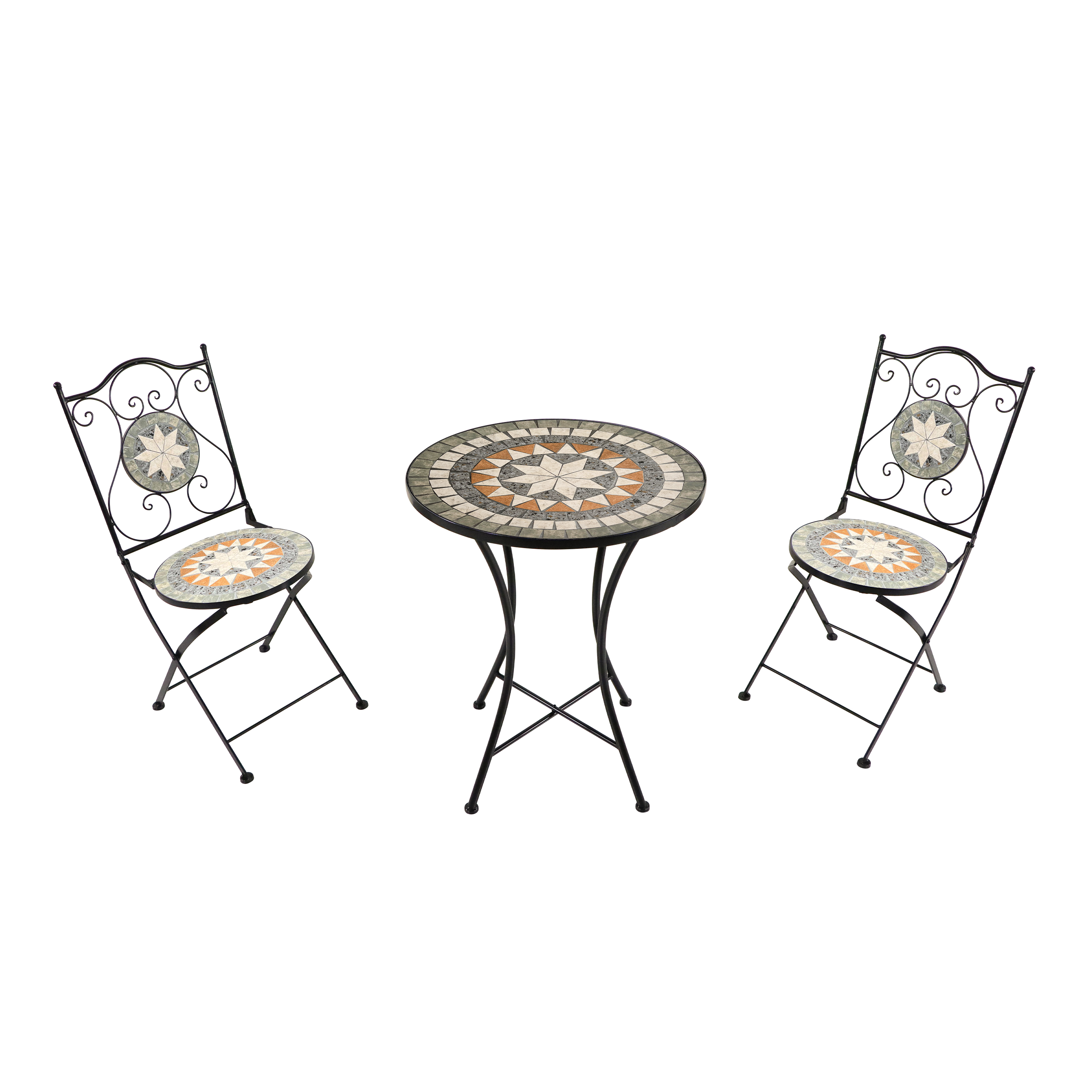 Amélie Mosaic Bistro Set Star Grey/Brown