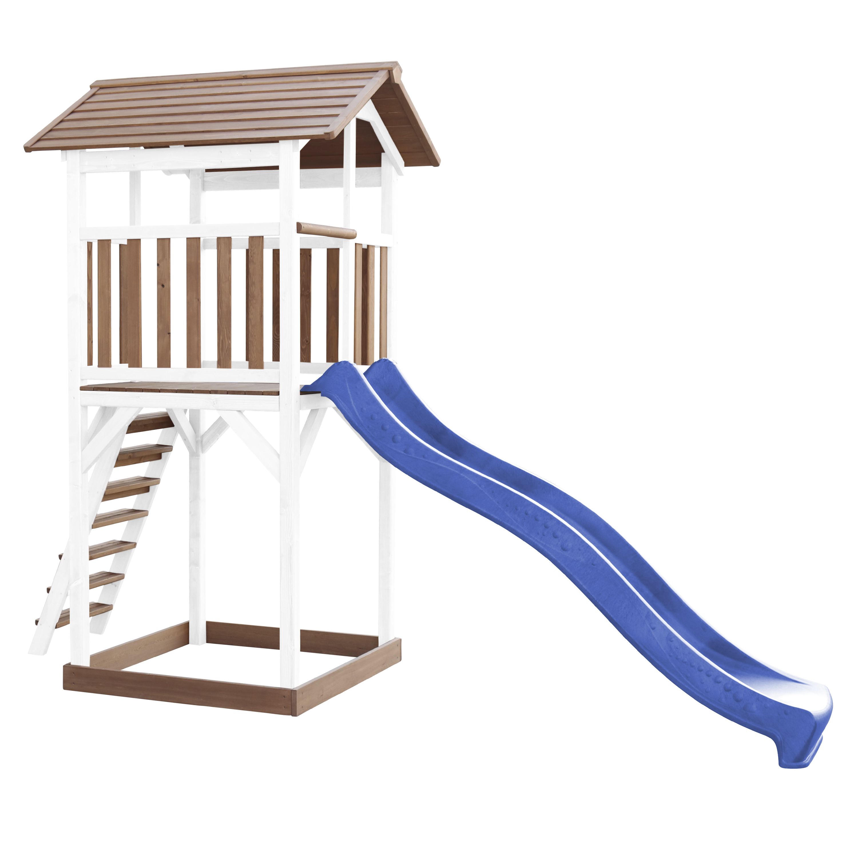 Beach Tower Speeltoren Bruin/wit - Blauwe Glijbaan