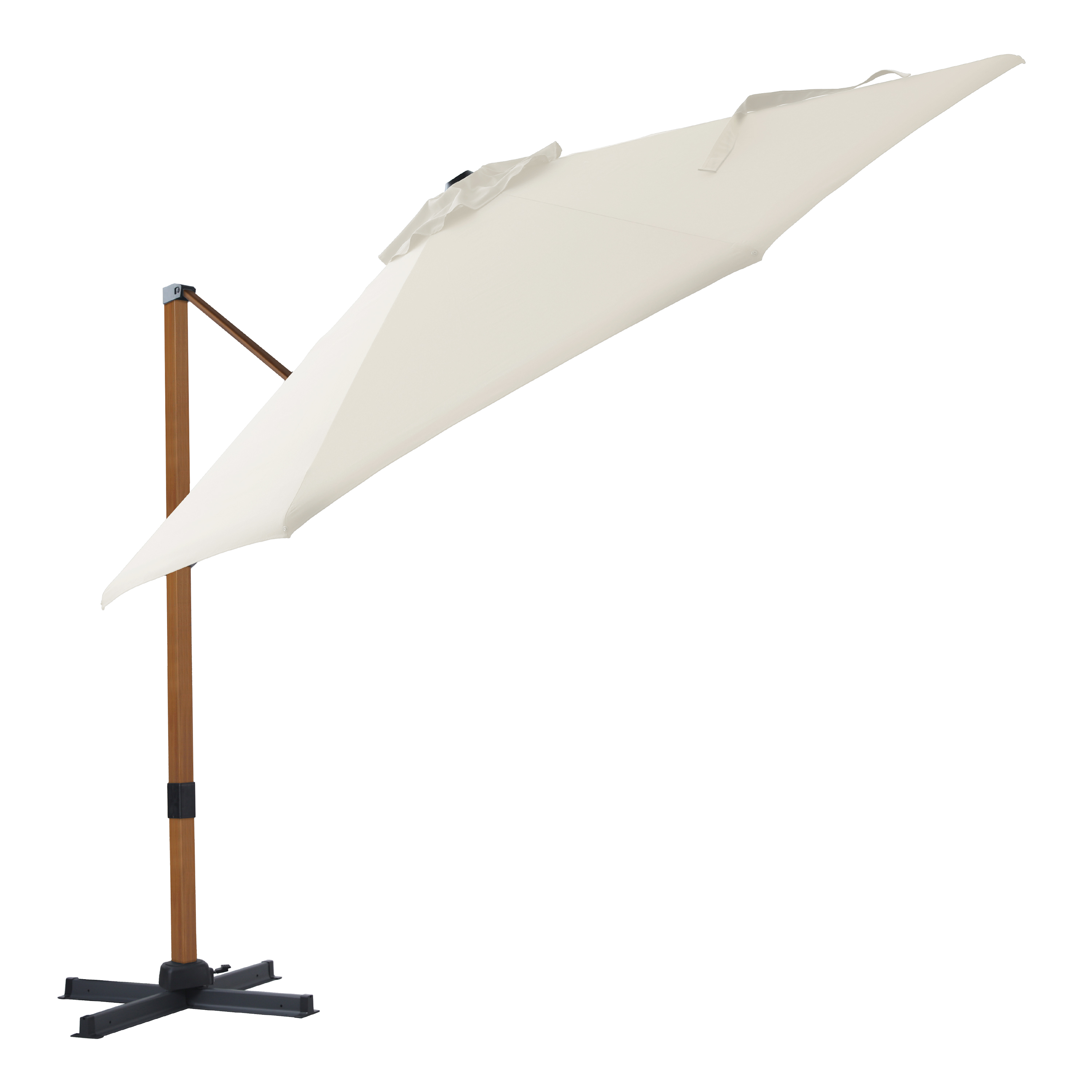Cyrus Premium Floating Parasol Ø 300cm Wood look/beige