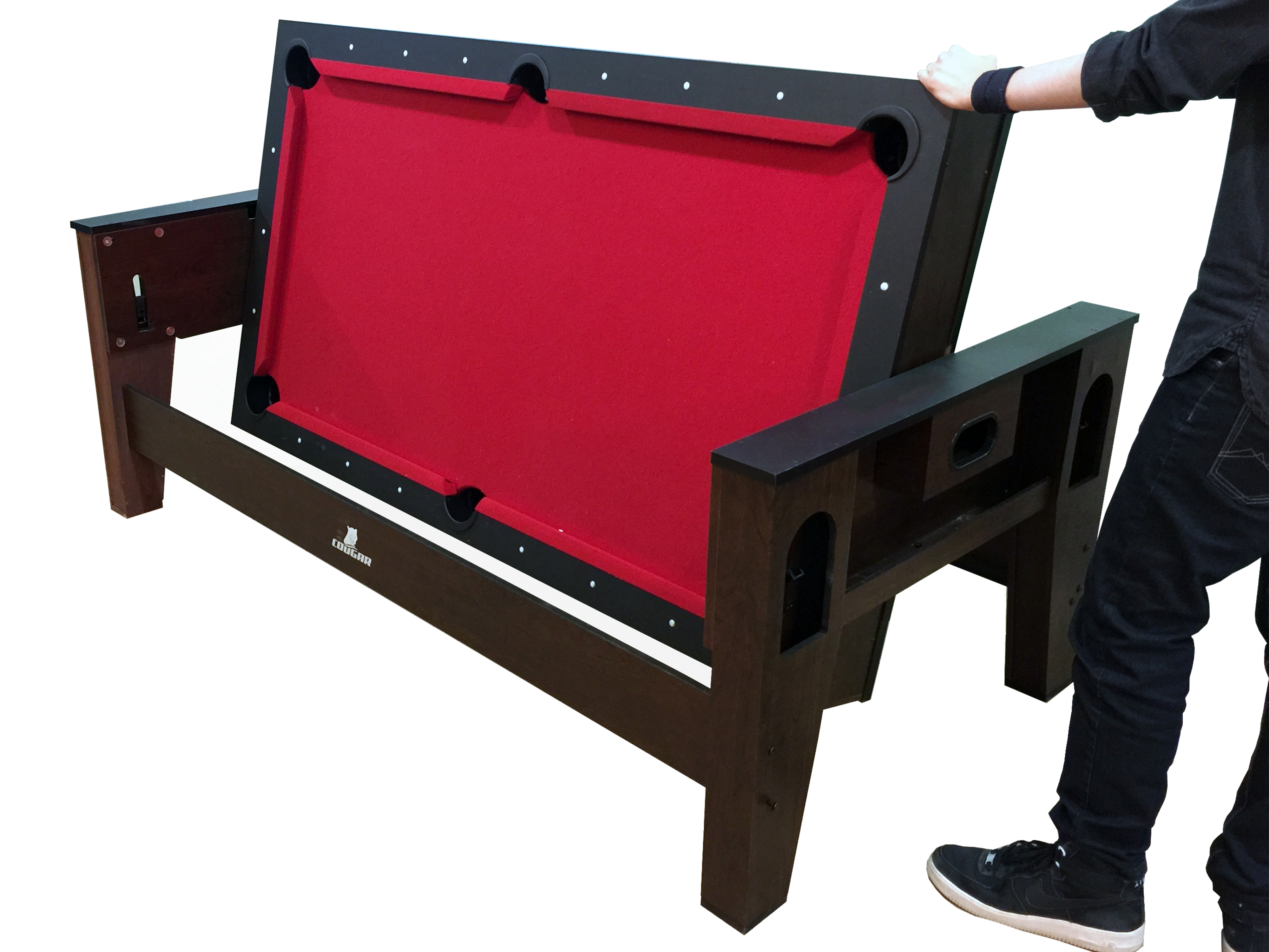 Table de Billard & Air Hockey Reverso 6ft marron / rouge pou