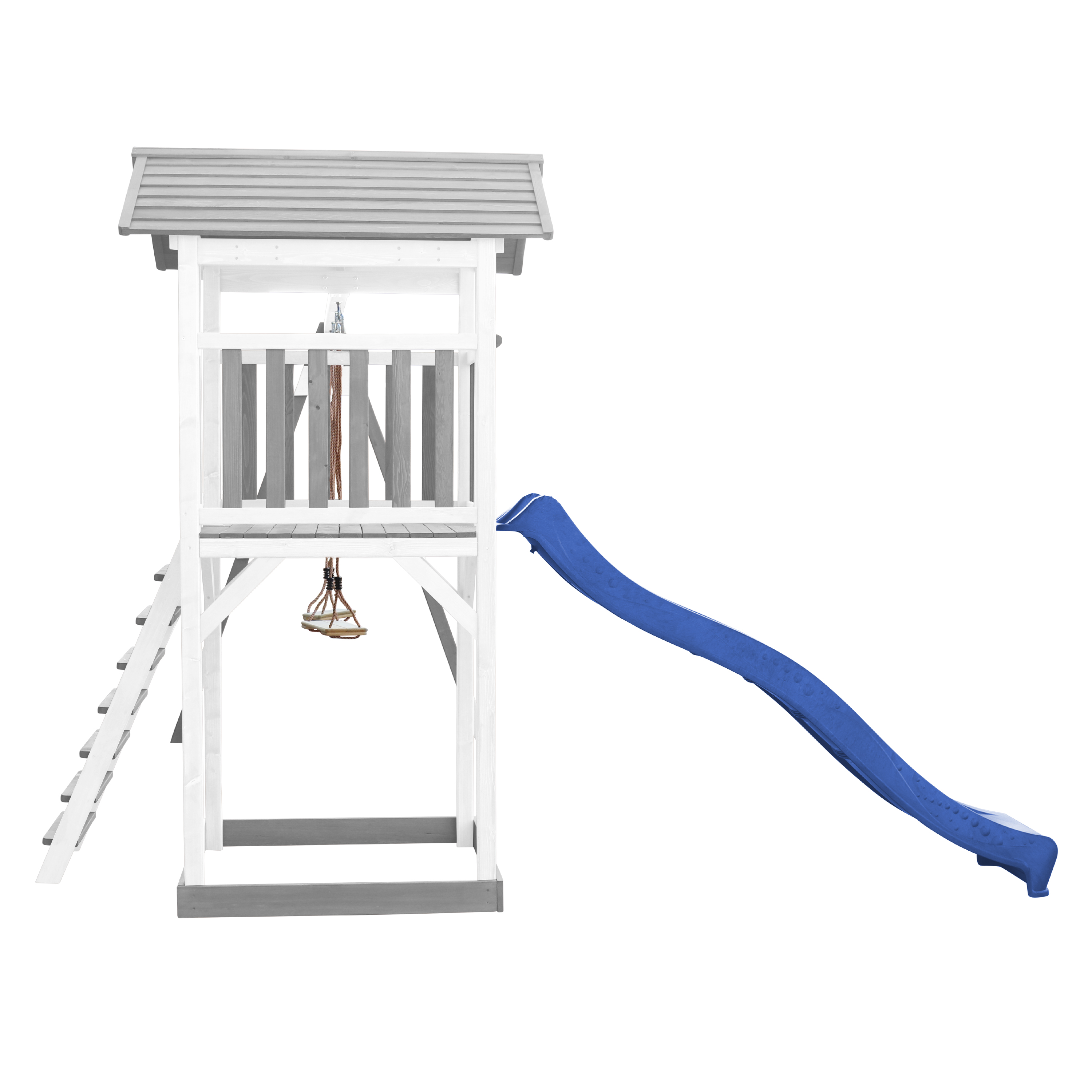 Beach Tower with Double Swing Grey/white - Blue Slide