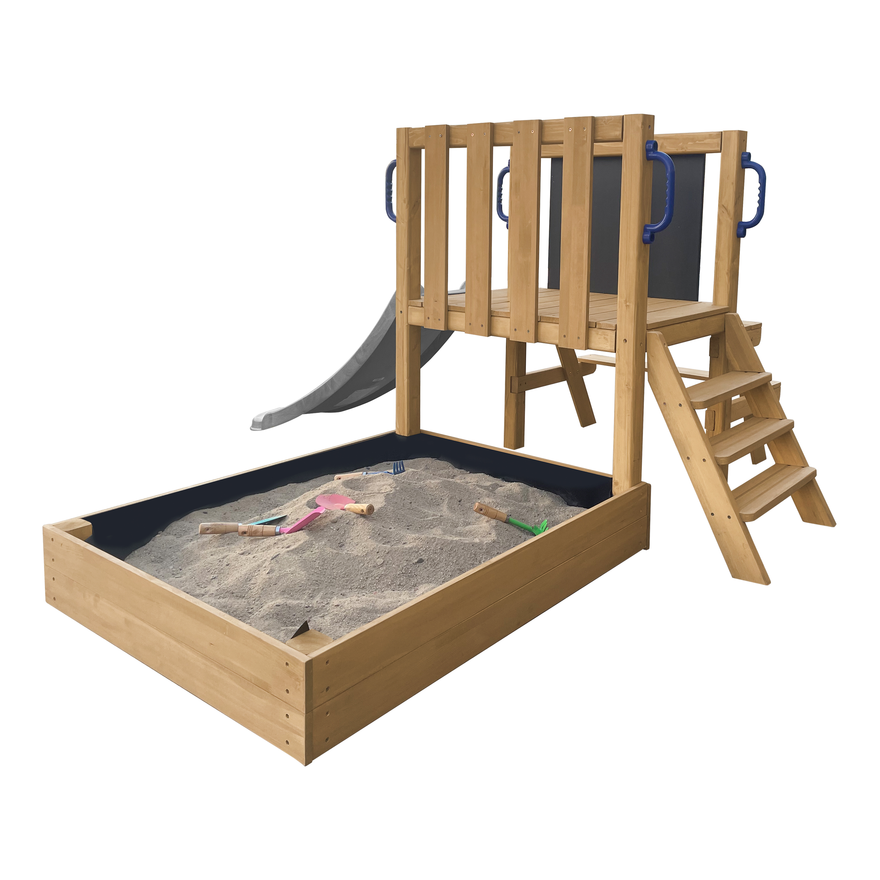 Leah Playtower - Sandbox and Picnic Table - Grey Slide