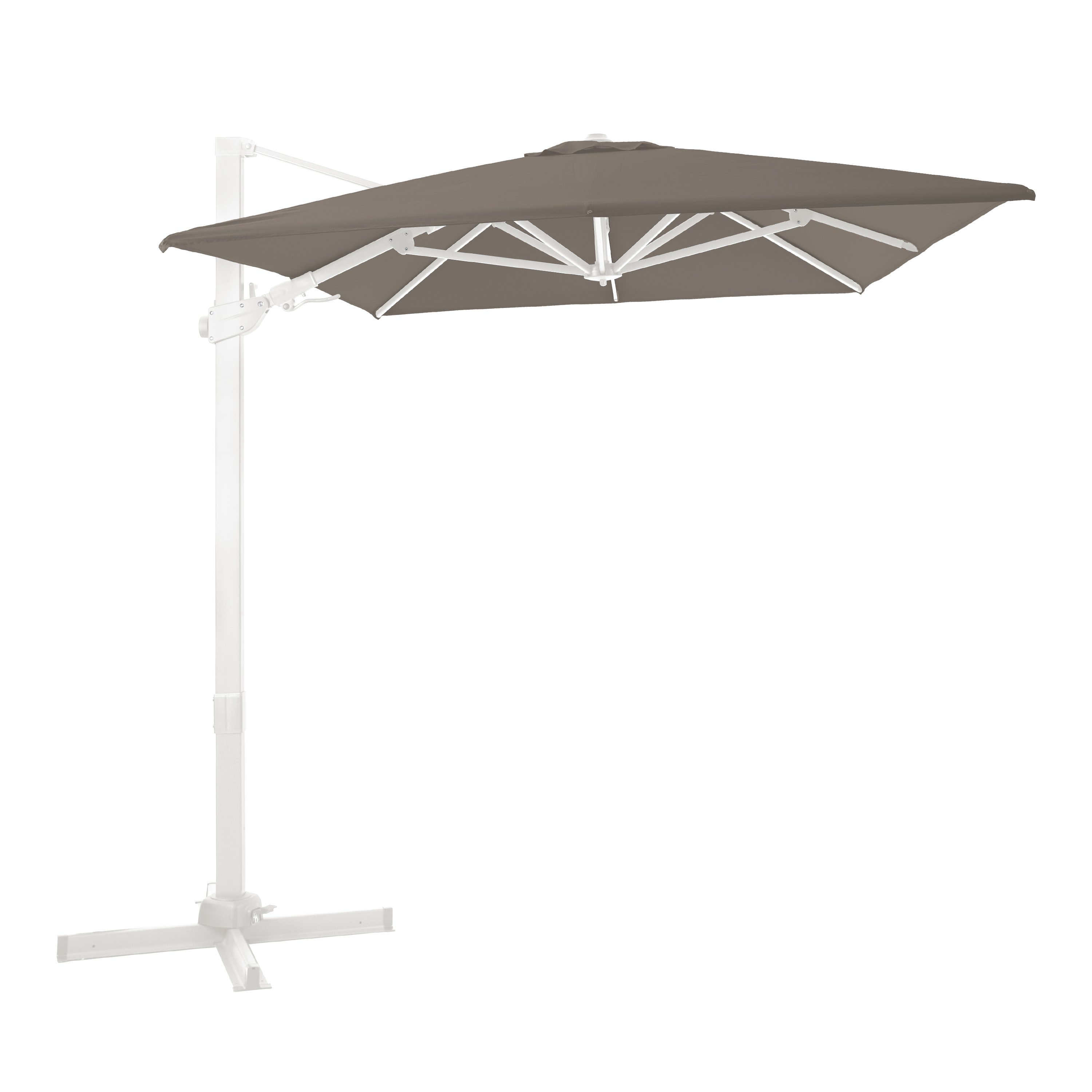 Milad Parasol déporté Premium 200x300 blanc/taupe