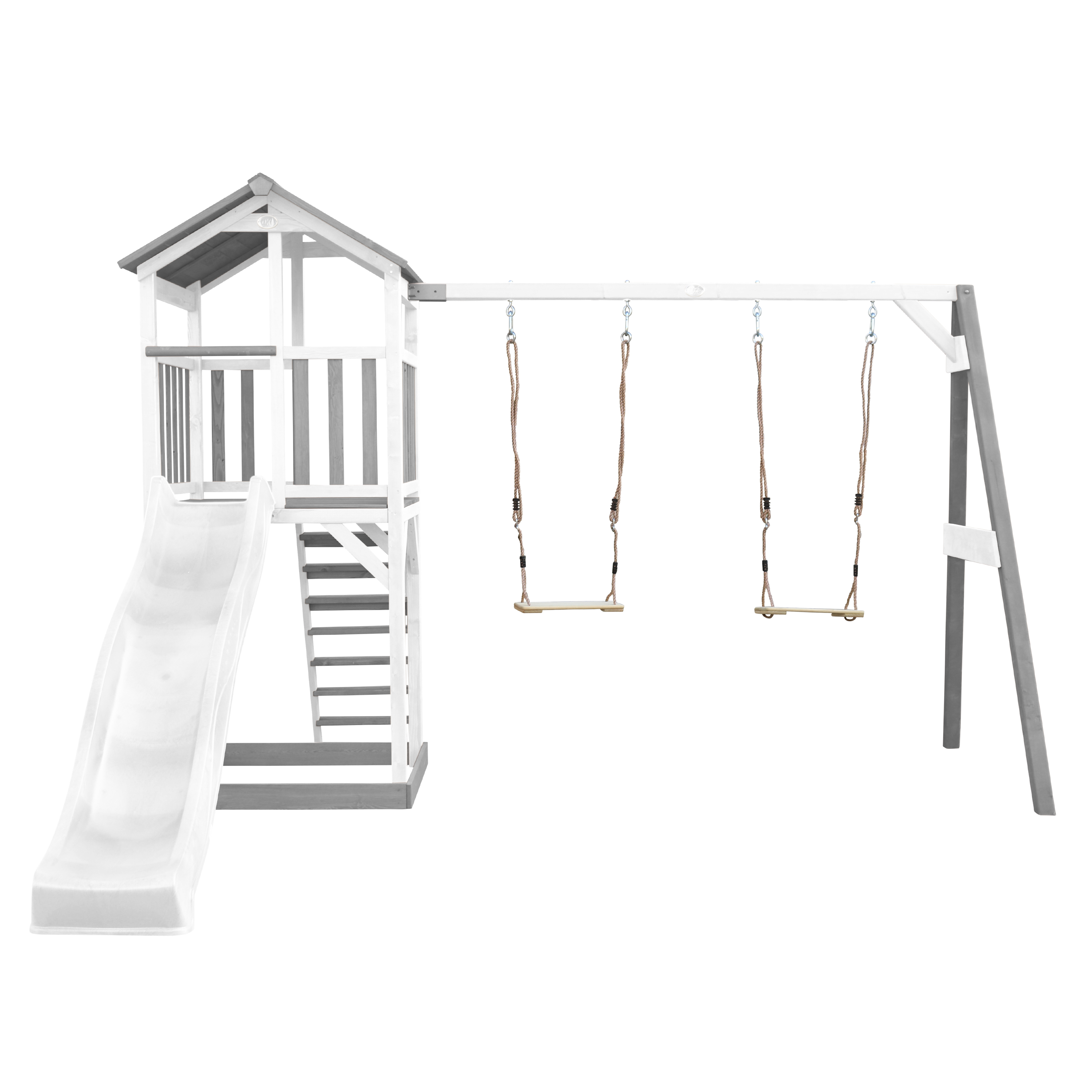 Beach Tower with Double Swing Grey/white - White Slide