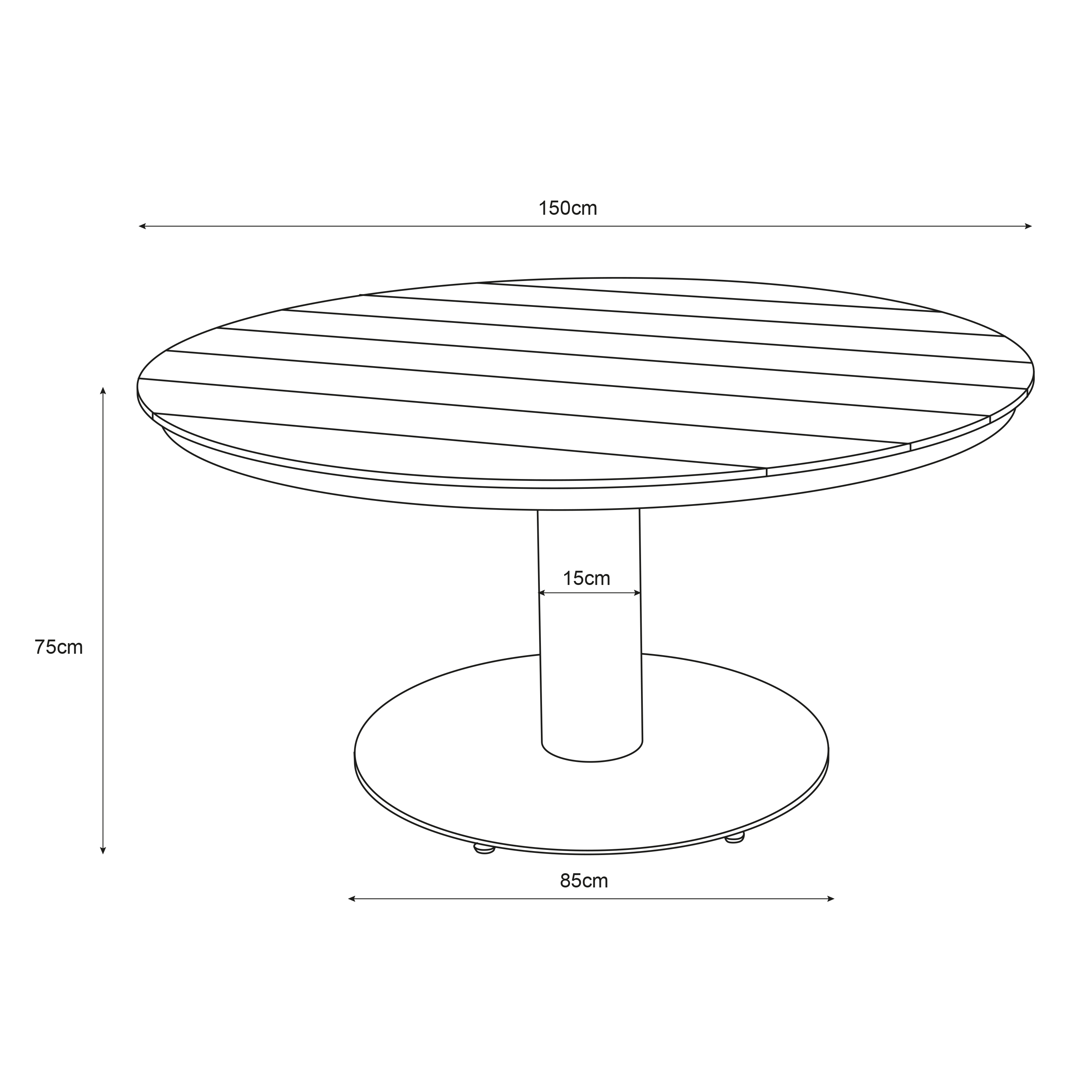 Jay/Faye Ensemble de jardin, 150 cm, 7 pièces -Anthracite