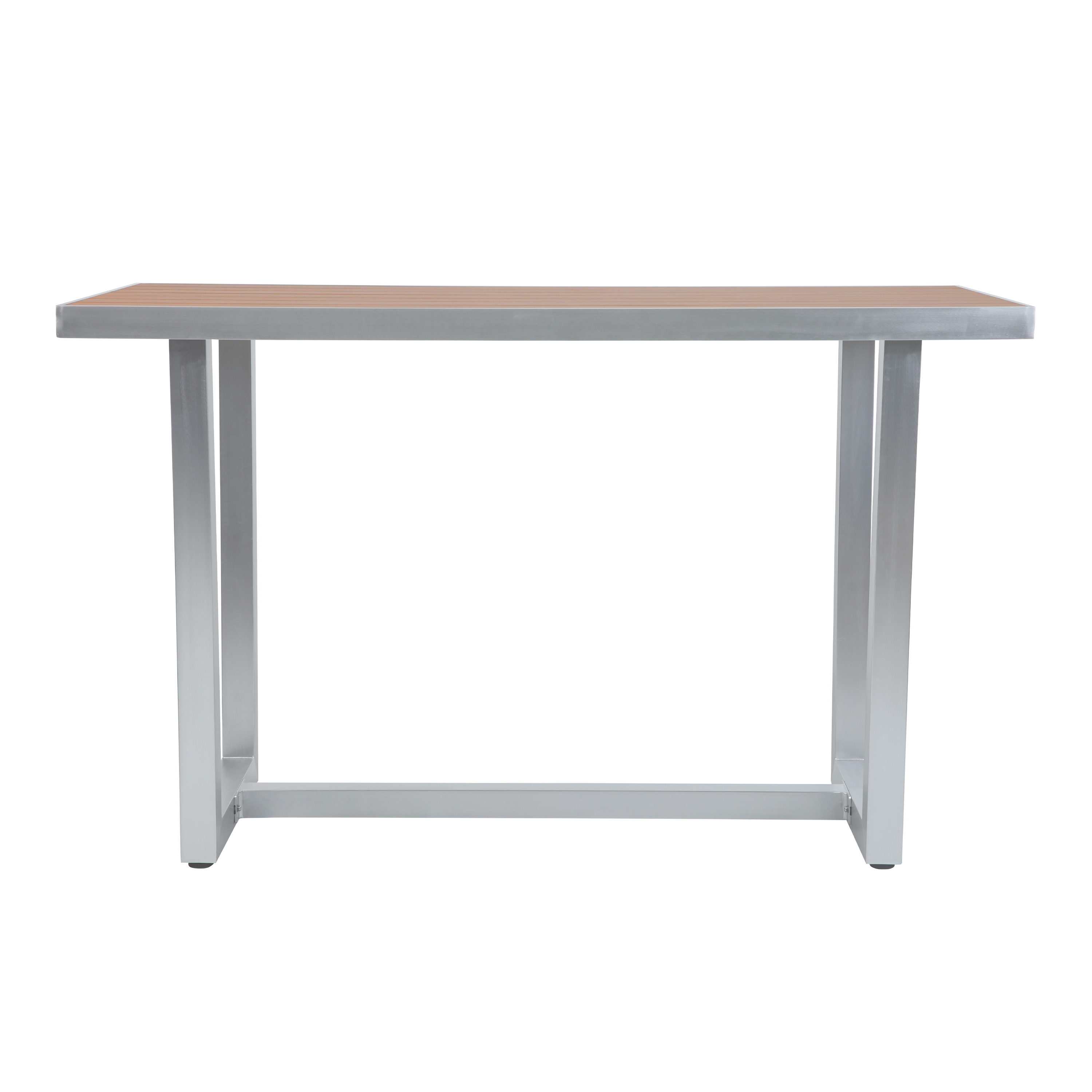 James Garten Bartisch mit 4 Barhockern aus Aluminium in Holz