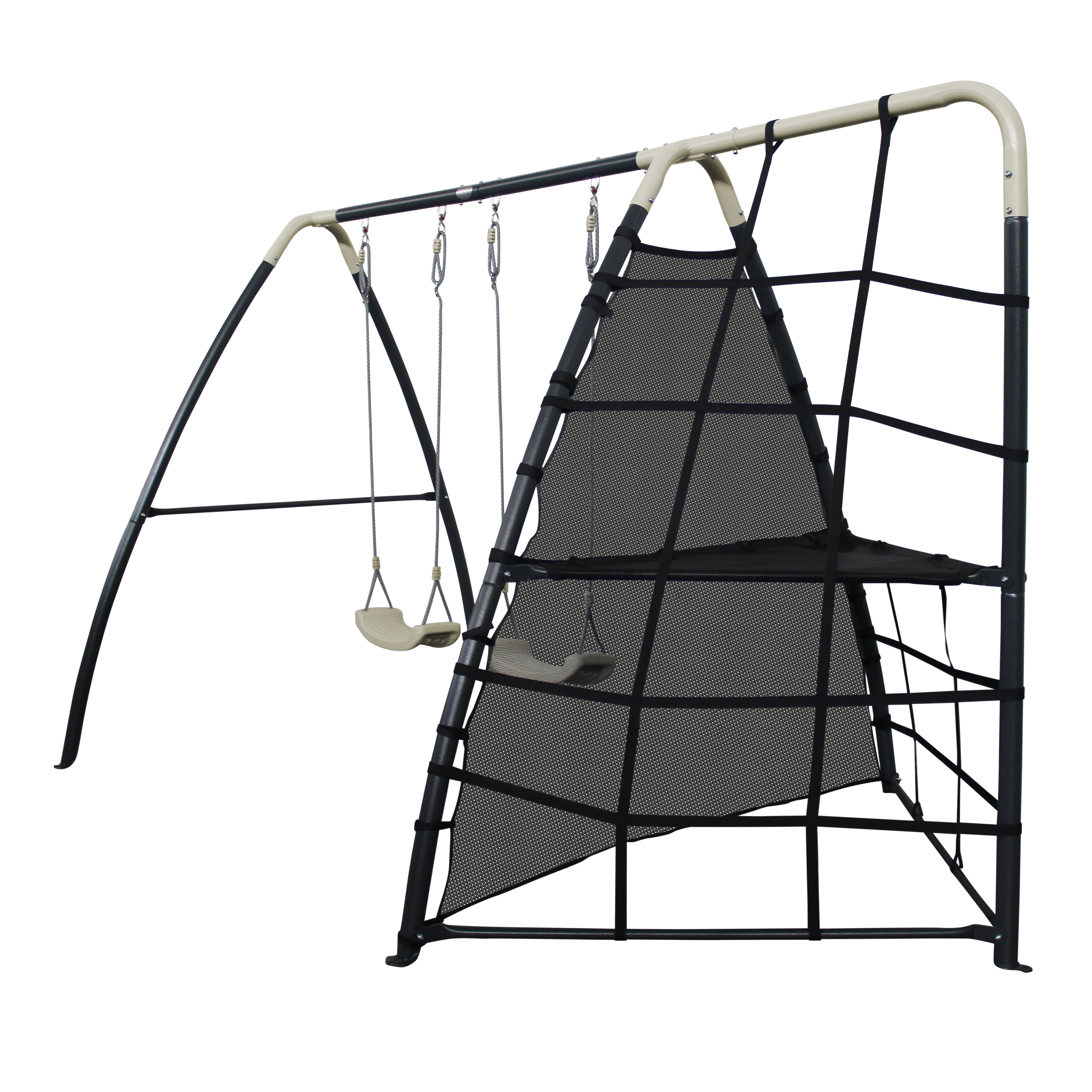 Set de Balançoire en métal en anthracite & crème