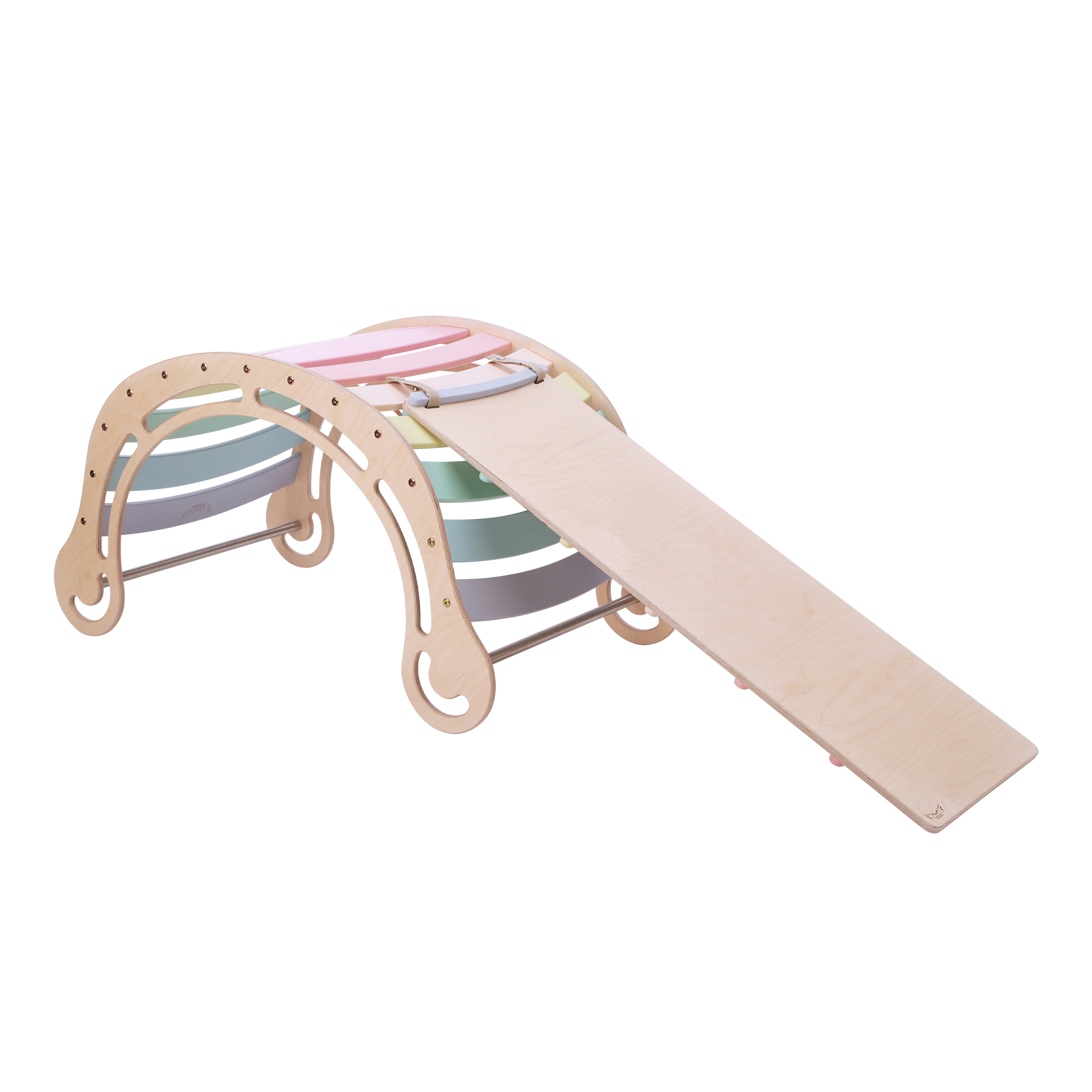 Houten XXL Rocker met Klimwand Pastel