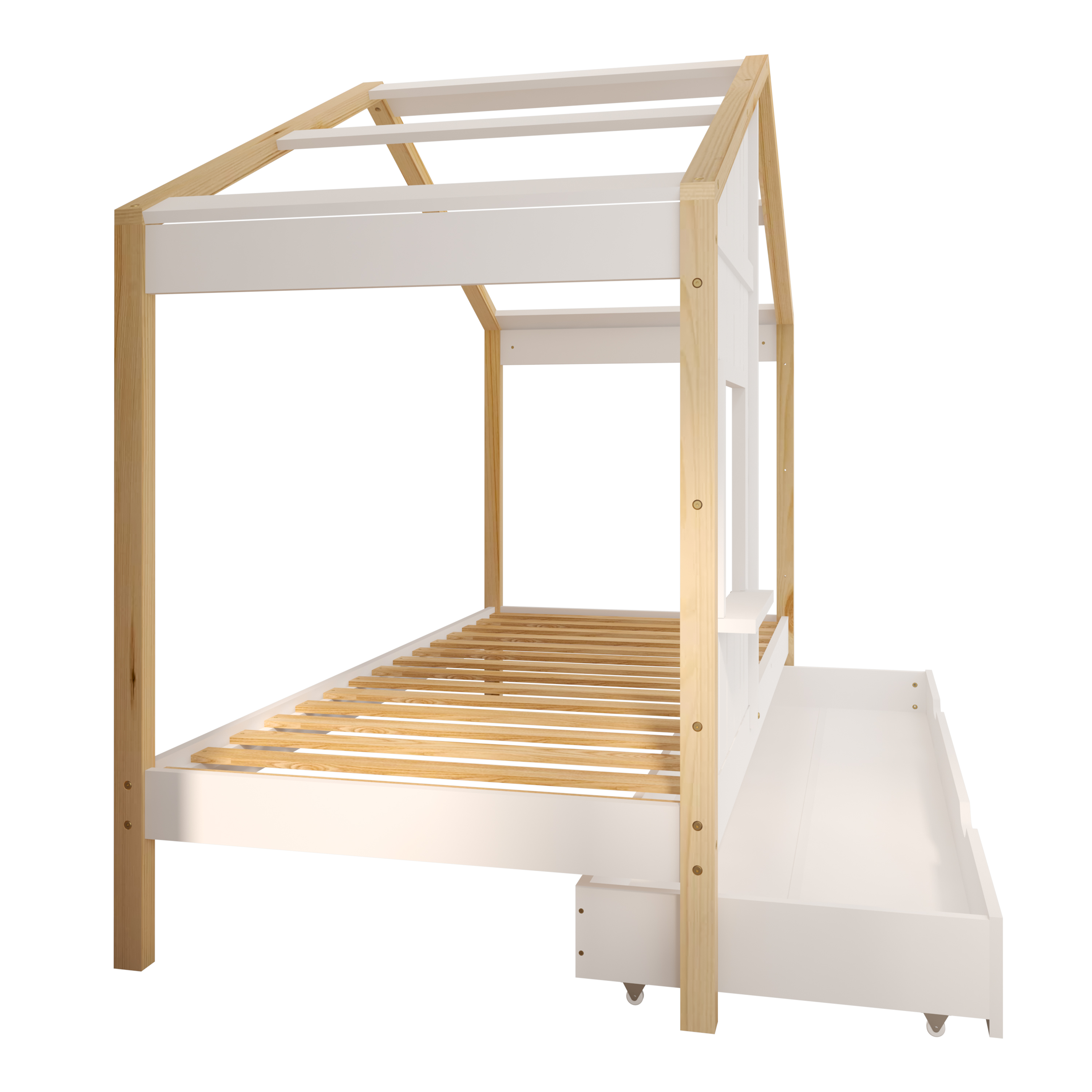 Beau House Bed with Drawer Brown/White – Without Mattress