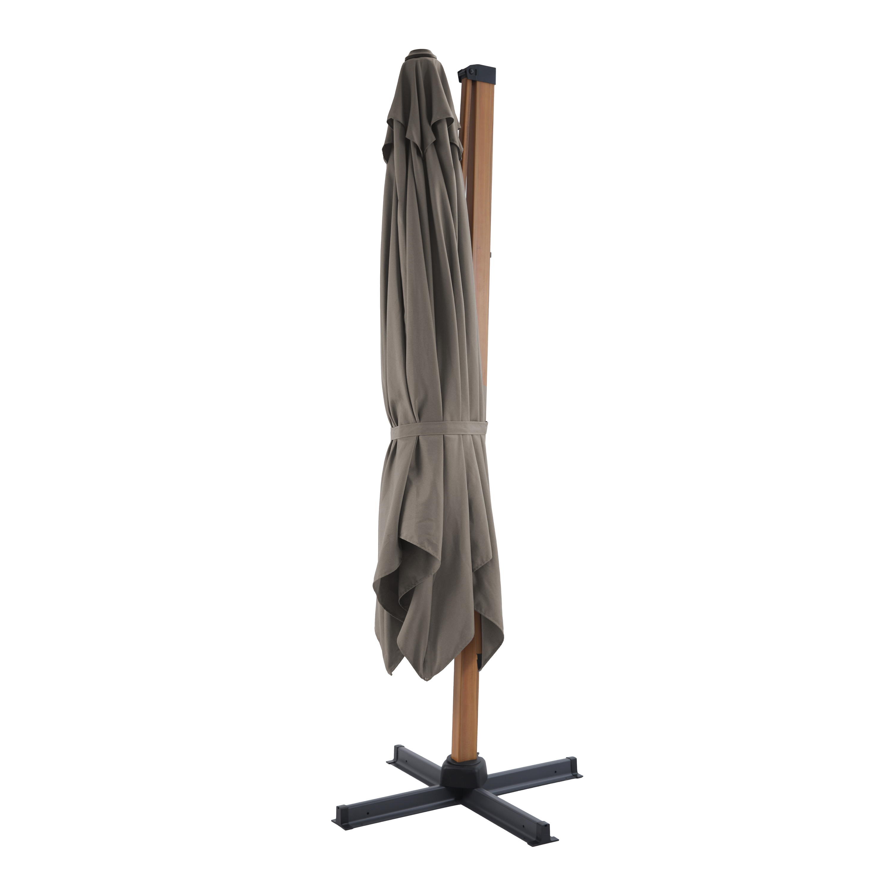 Apollo Premium Zweefparasol 300x300 Houtlook/taupe