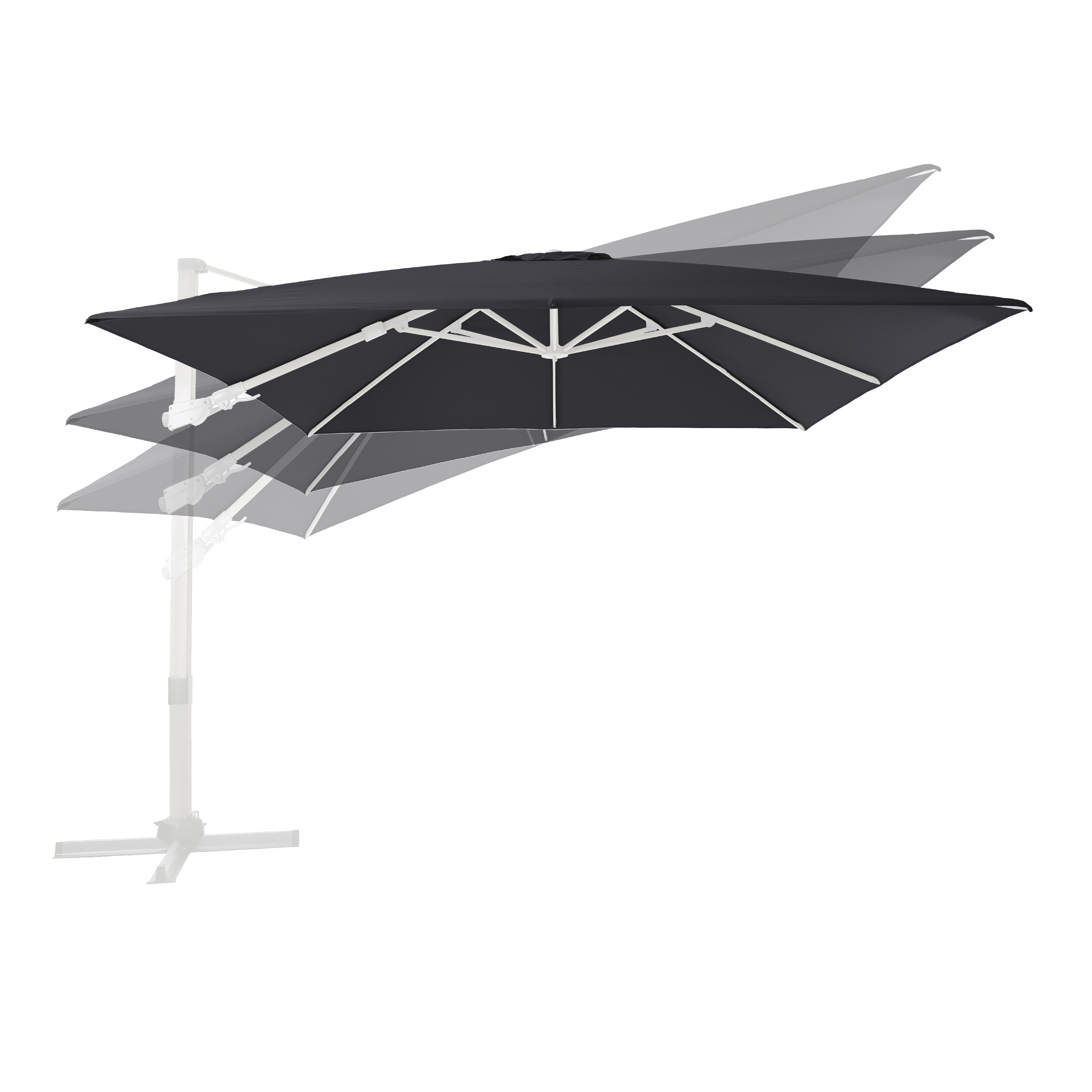 Apollo Premium Zweefparasol 300x300 Wit/grijs