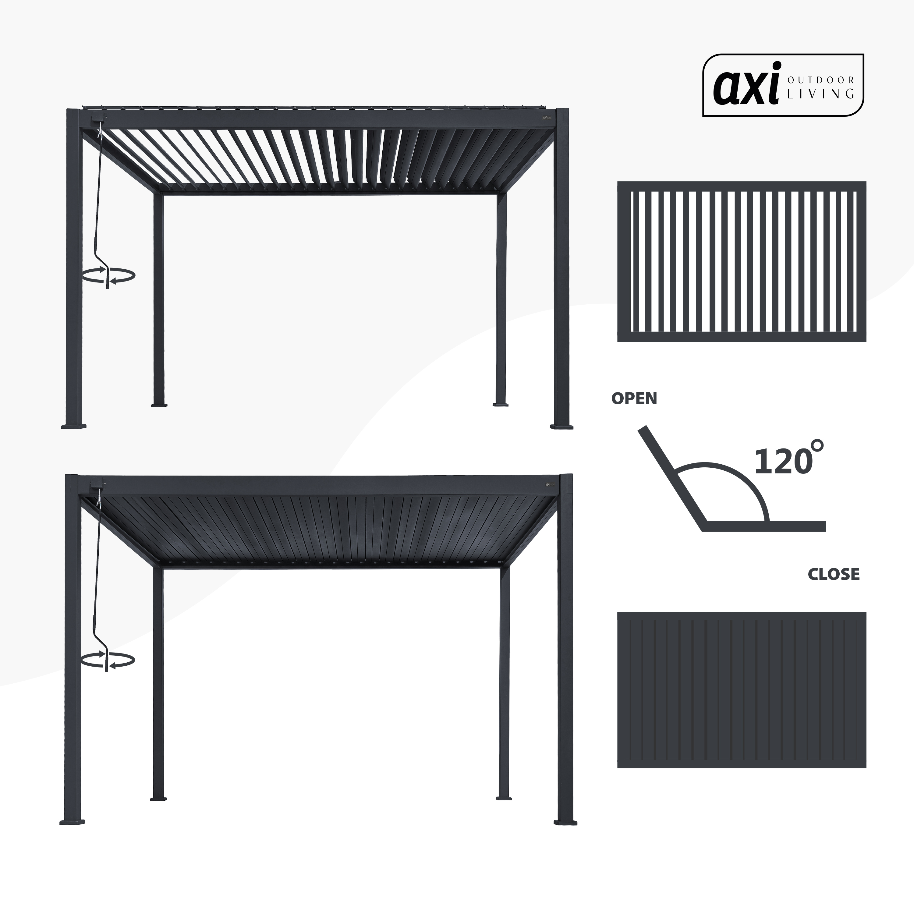 Raya Aluminium Pergola 300 x 400 cm Antraciet