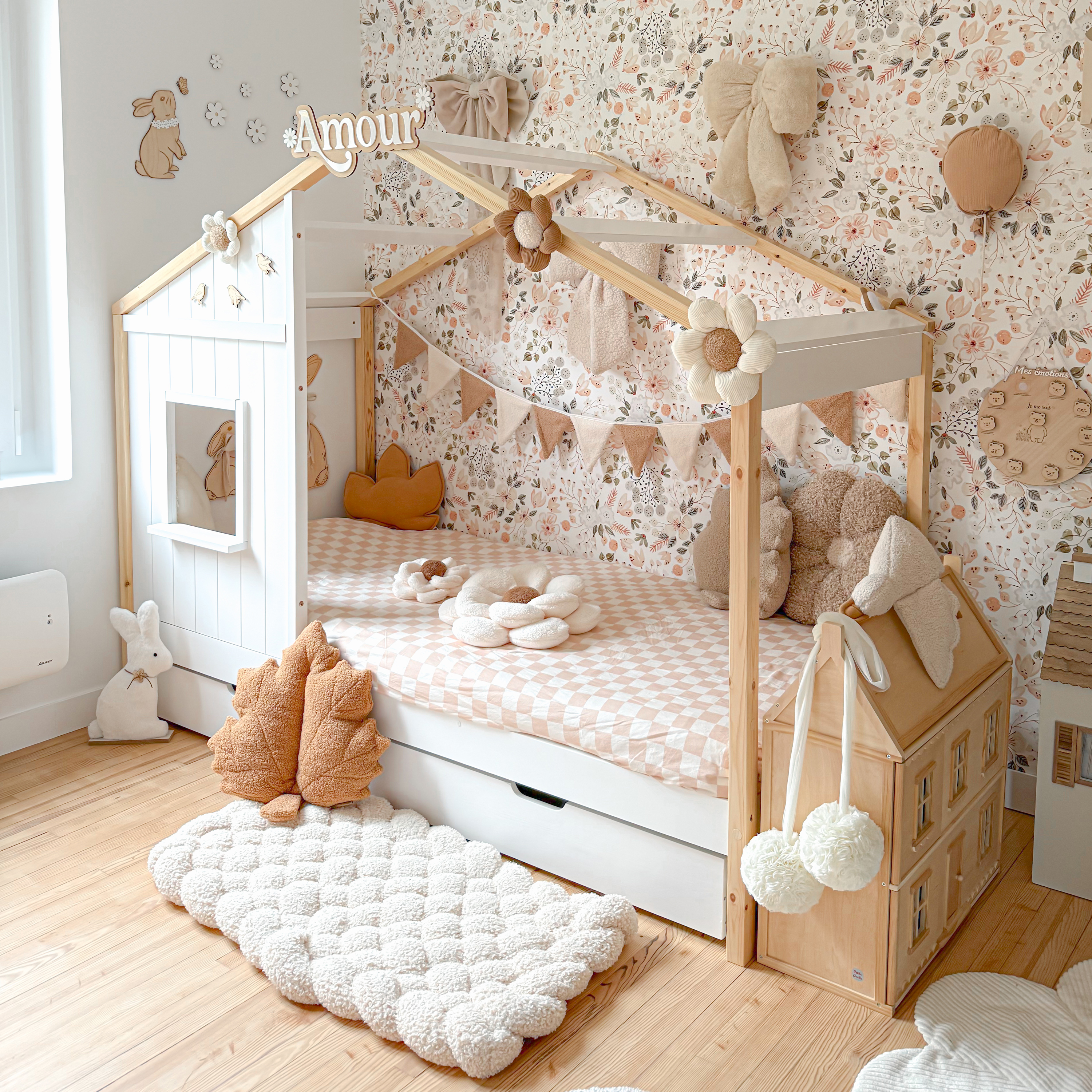 Beau House Bed with Drawer Brown/White – Without Mattress