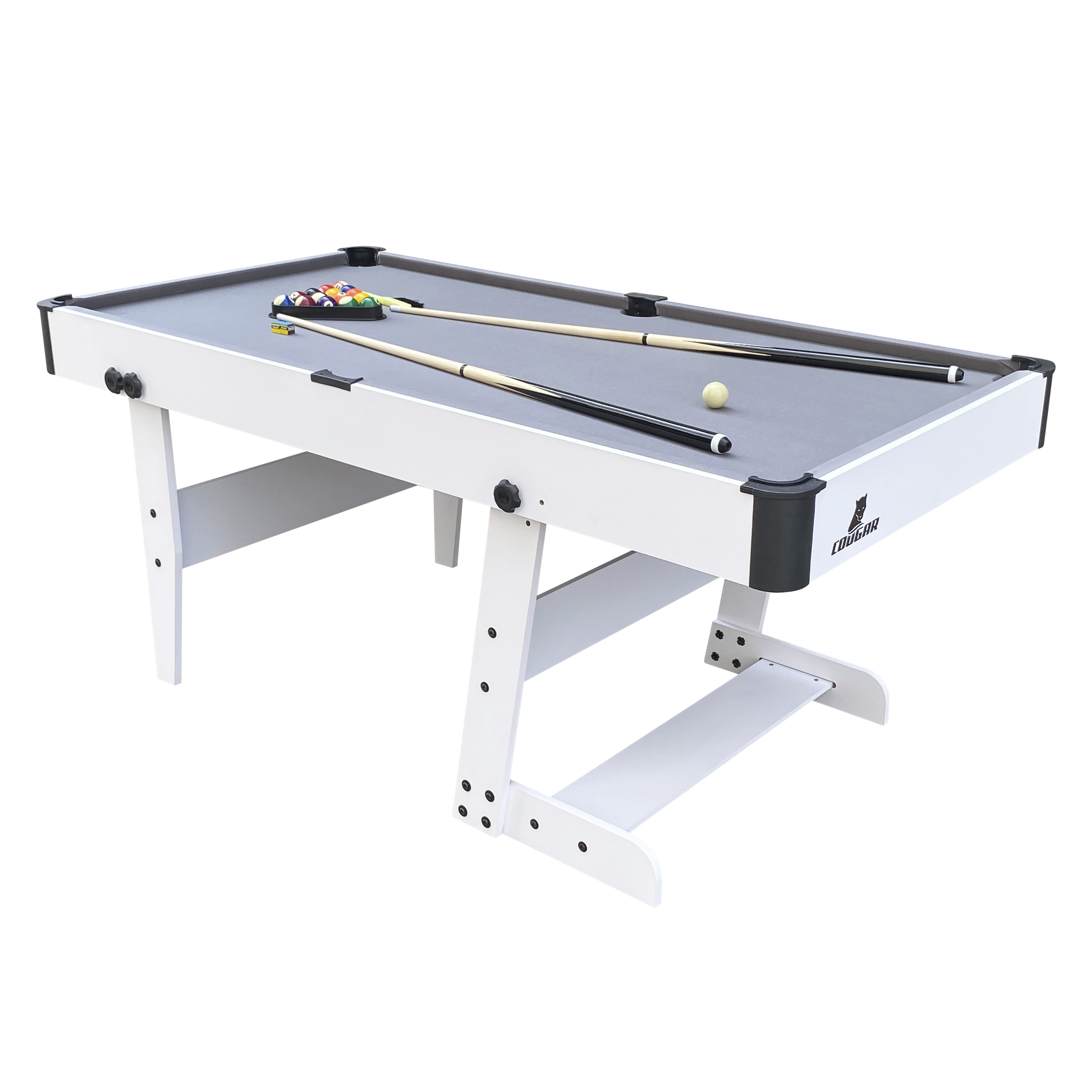 Hustle L folding Pool Table White