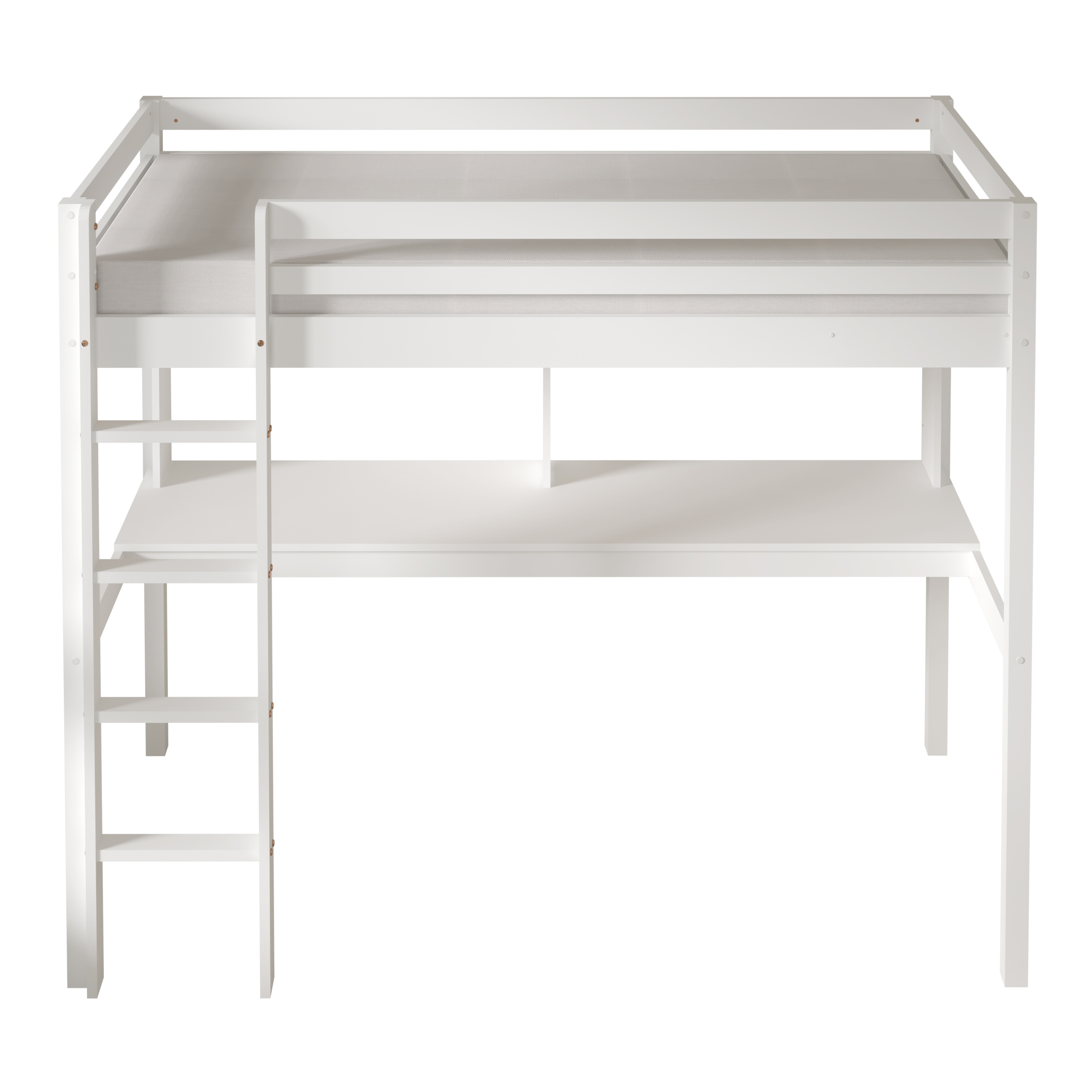 Sil Hochbett mit Schreibtisch Weiß – Ohne Matratze