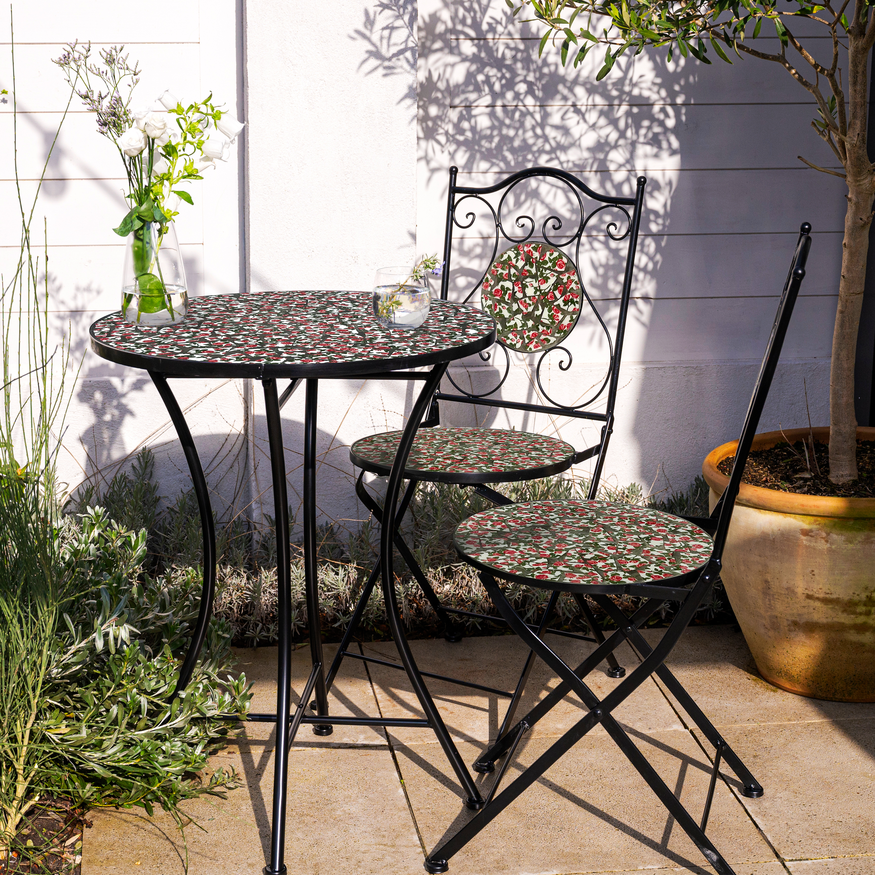 Amélie Mosaik Bistro Set Blumen Rosa