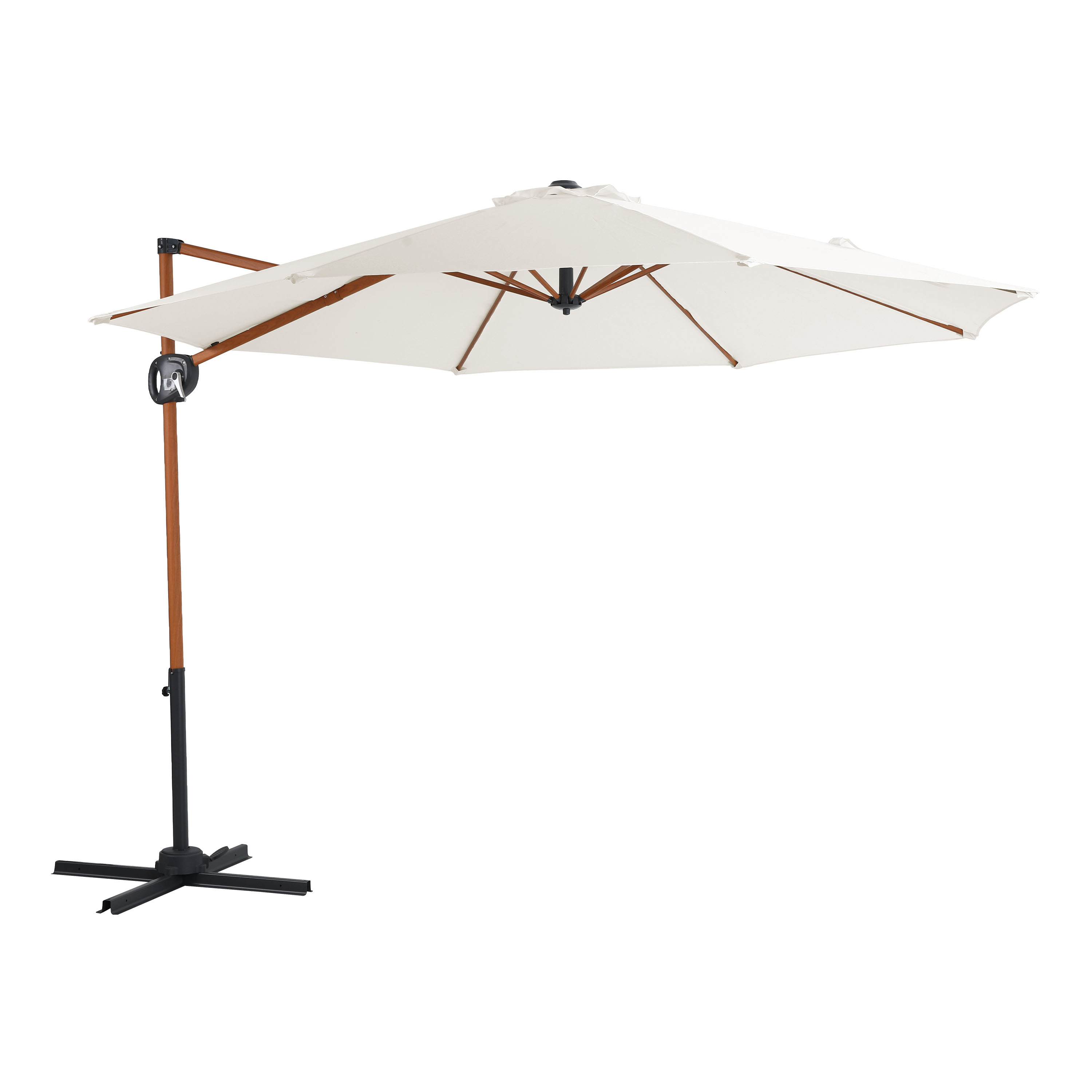 Solea Zweefparasol Ø 300cm Houtlook/beige