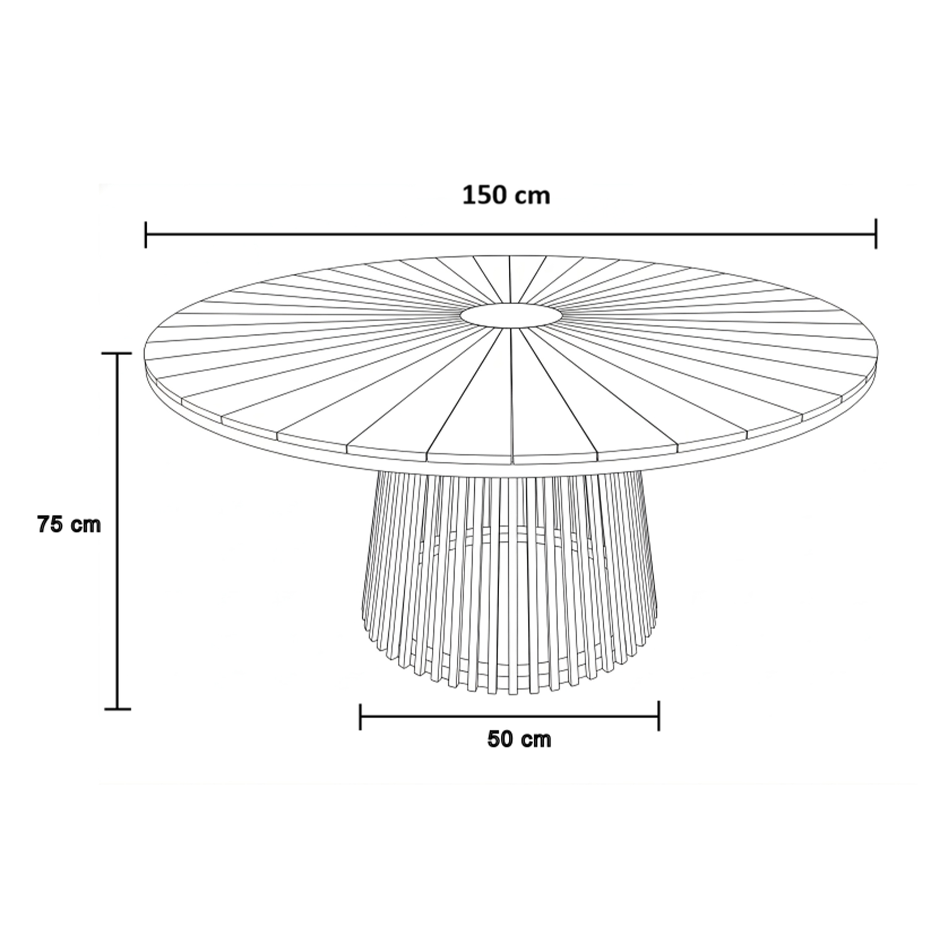 Hani/Alva 150 cm Tuinset 7-delig Teak/Aluminium