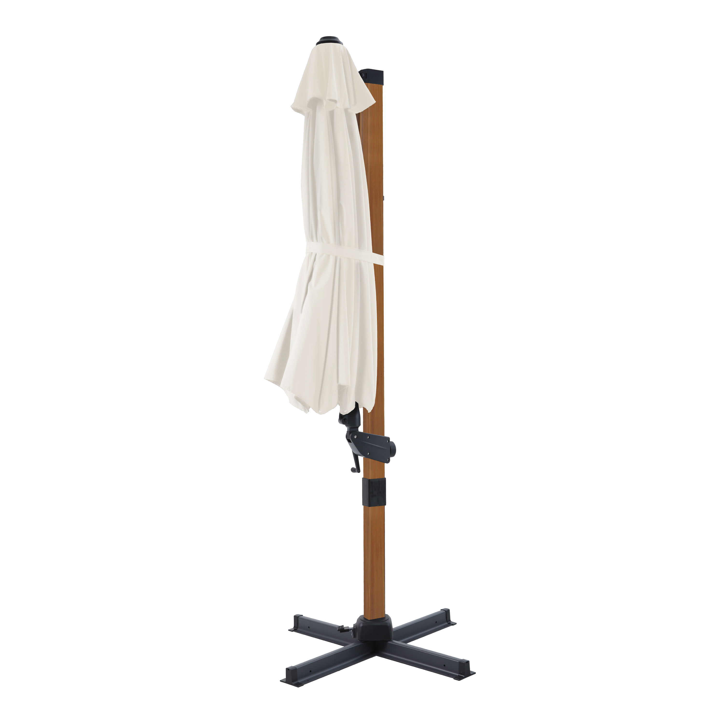 Cyrus Premium Zweefparasol Ø 300cm Houtlook/beige