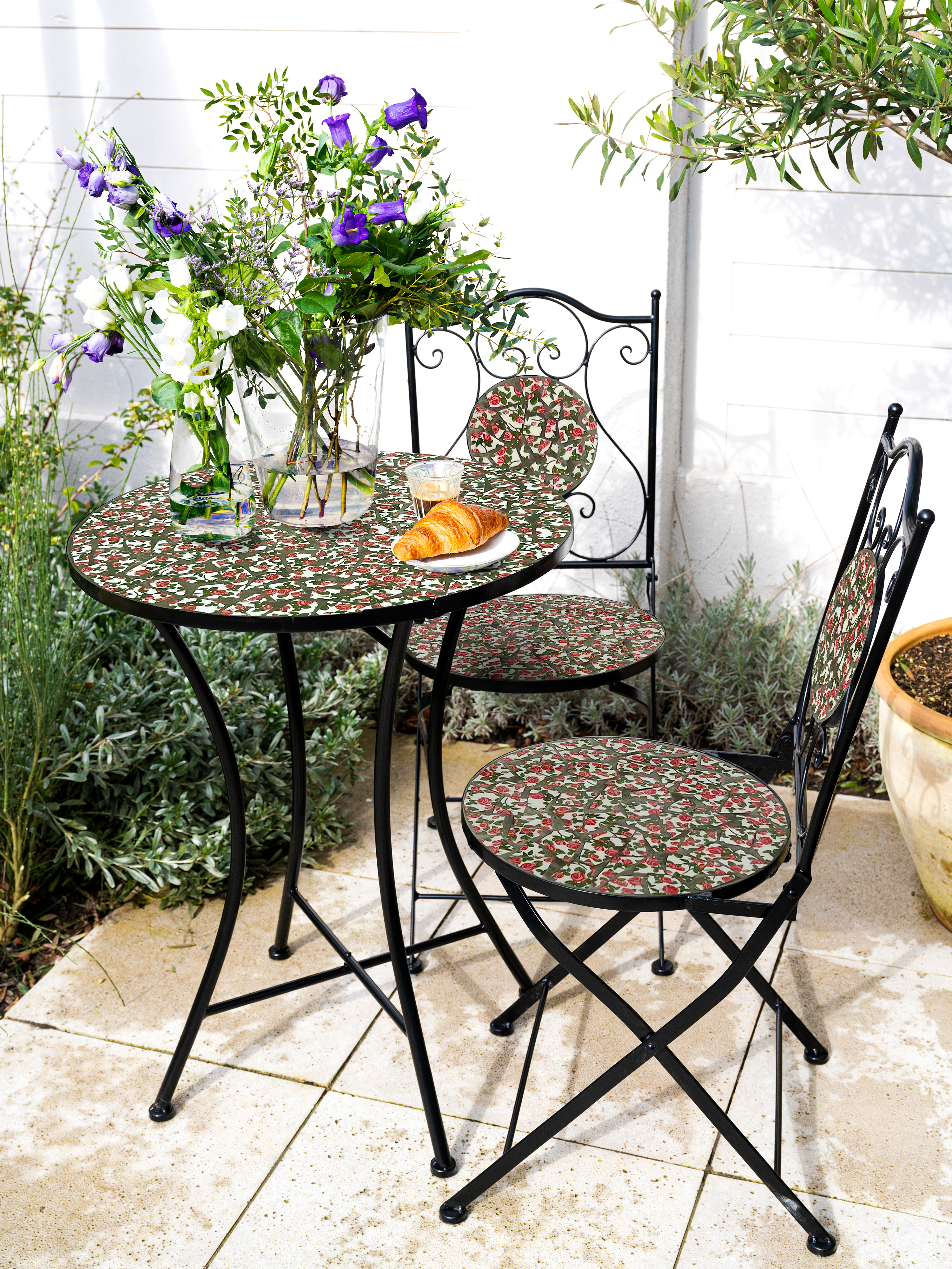 Amélie Mosaik Bistro Set Blumen Rosa