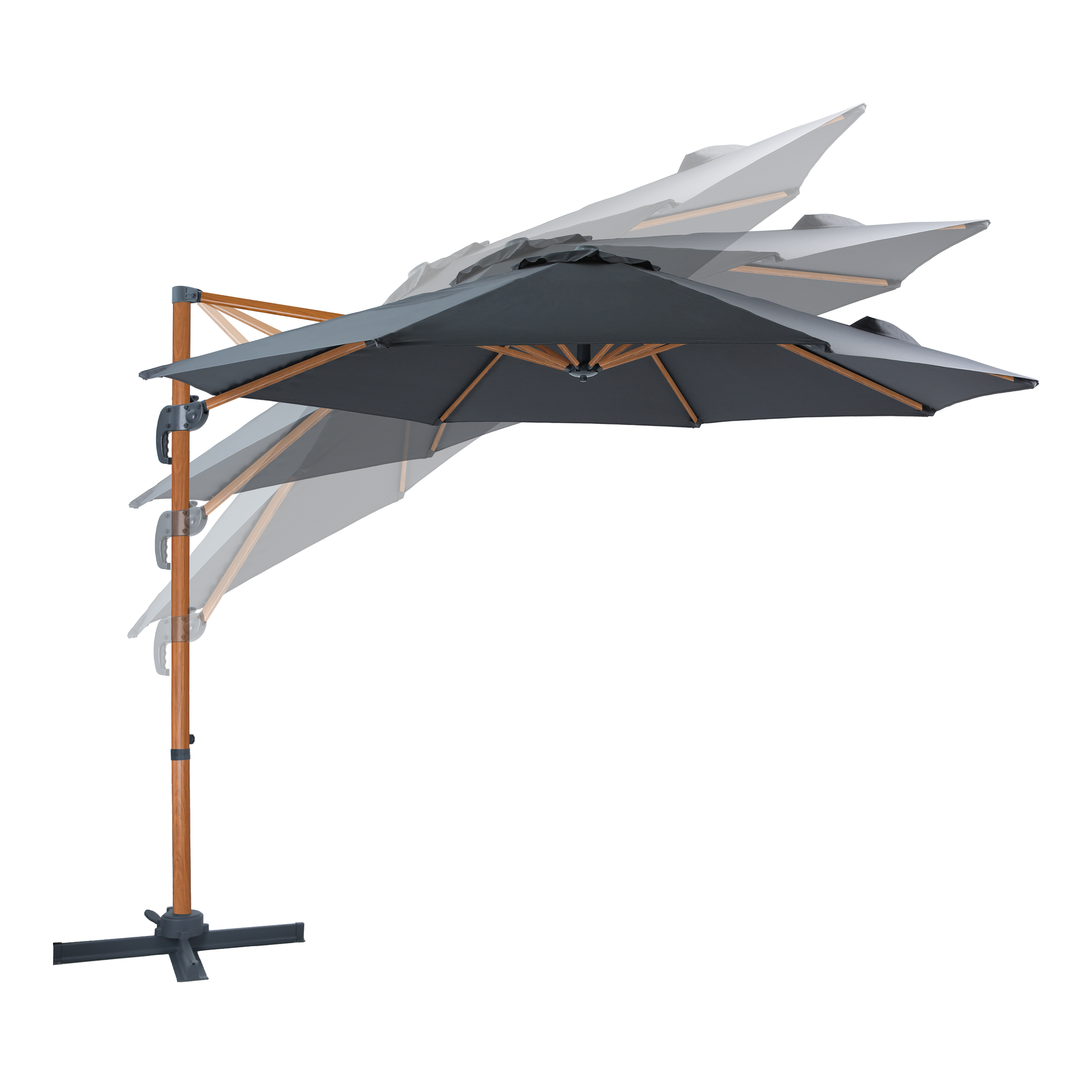 Marisol Zweefparasol Ø 300cm Houtlook/grijs