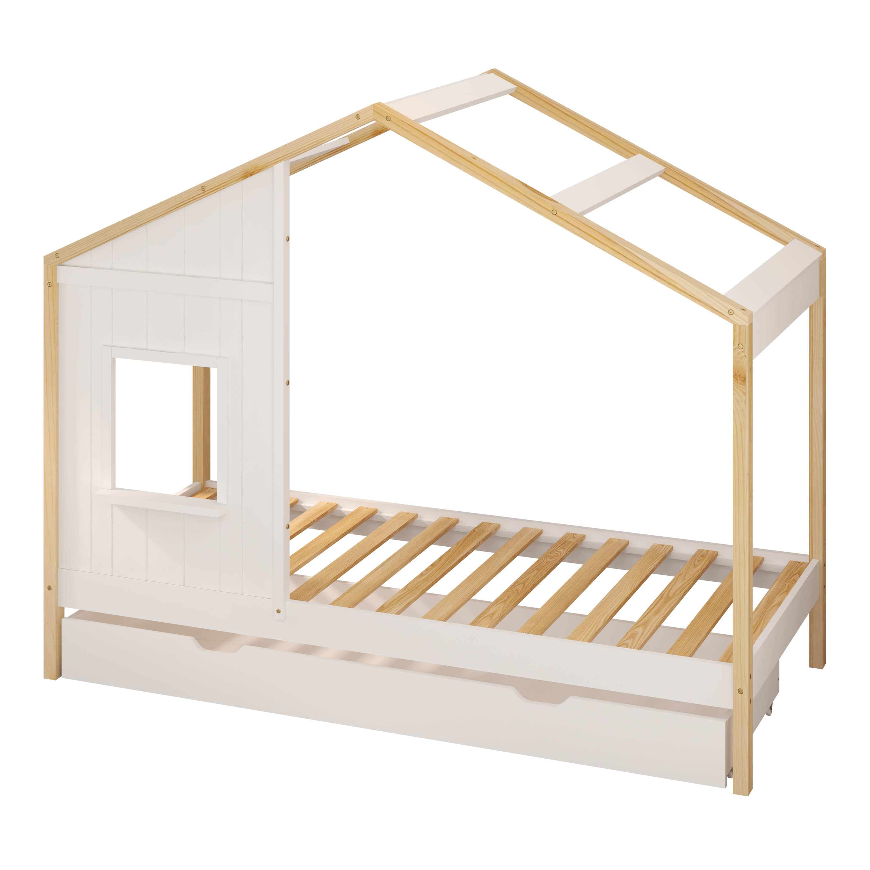 Beau House Bed with Drawer Brown/White – Without Mattress