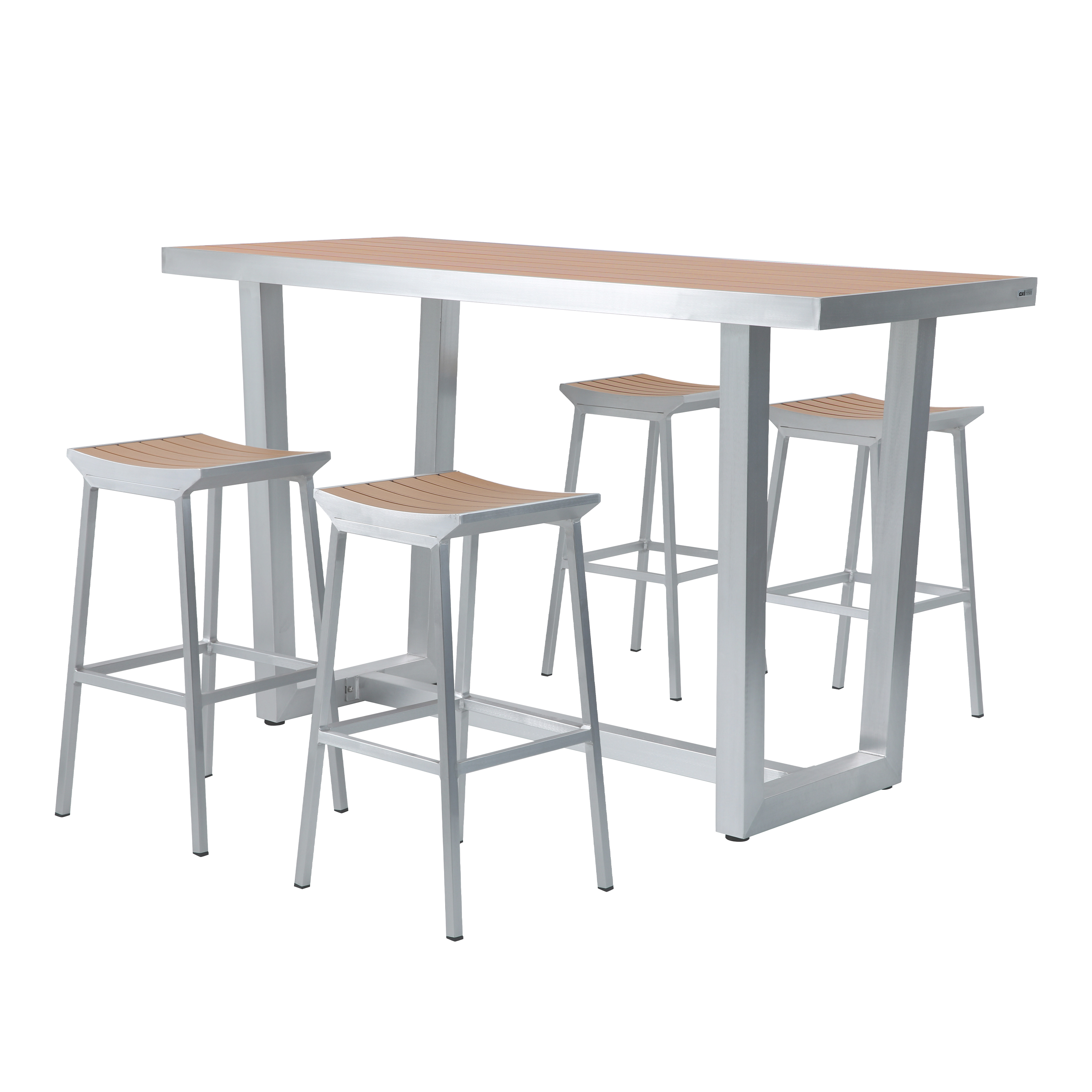 AXI James Bar set with 4 bar stools Aluminium/wood-look